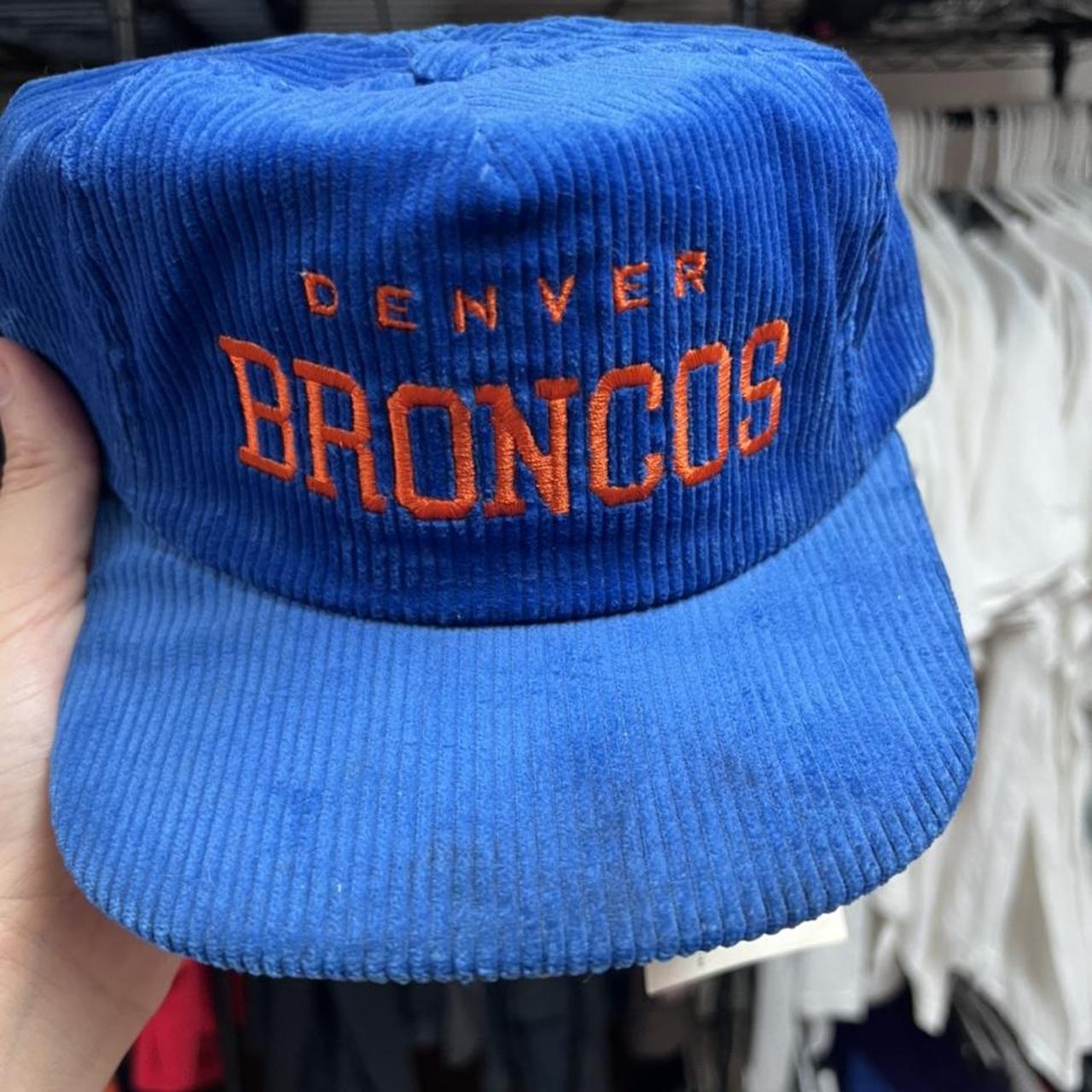 1990s Vintage Denver Broncos Blue Corduroy SnapBack. - Depop