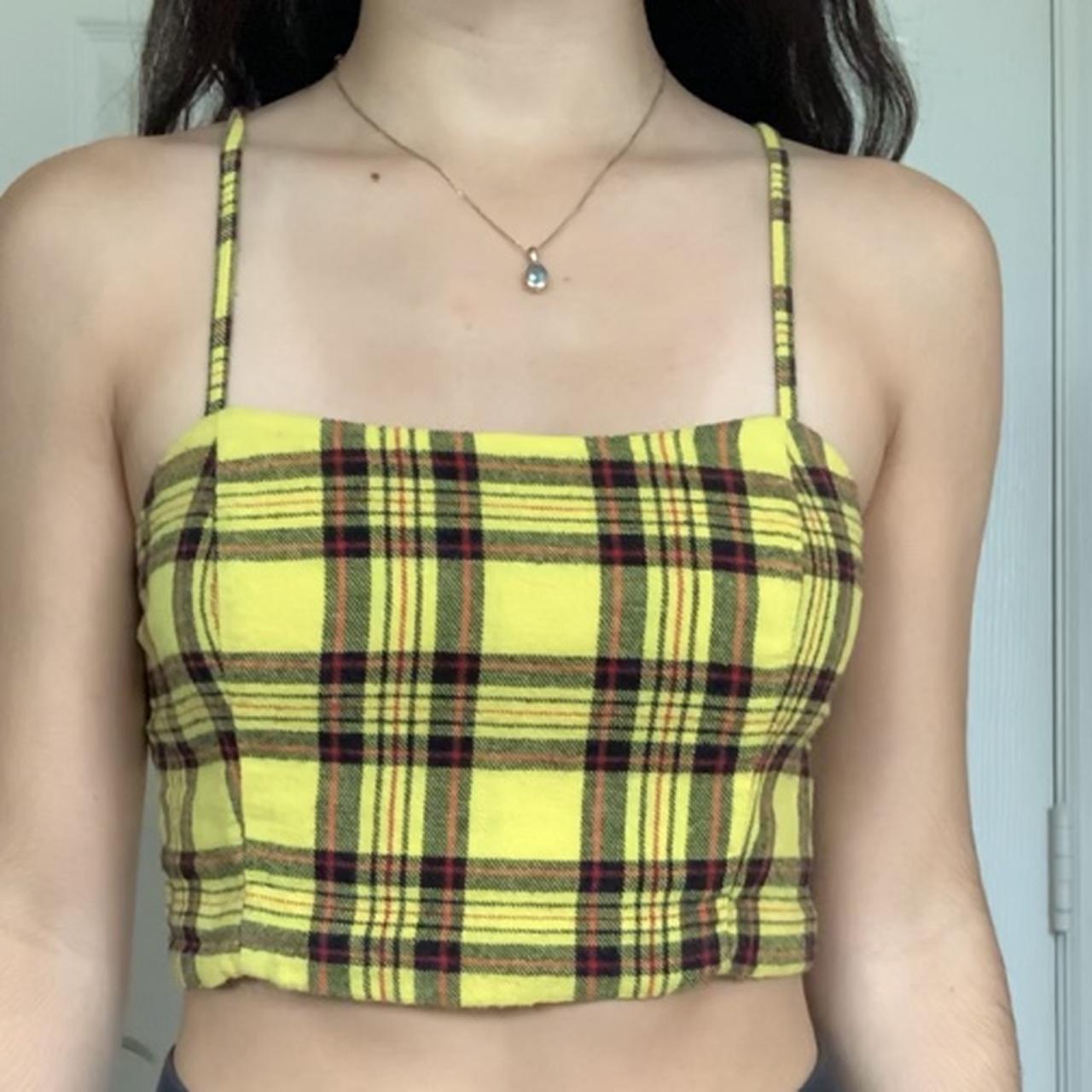 *Size USXS *Negotiable Prices A yellow plaid crop... Depop