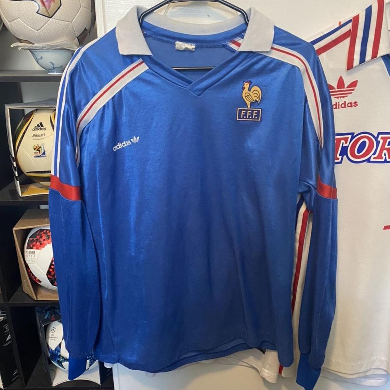 Vintage Adidas France Soccer Football Jersey Mens Blue Size XL