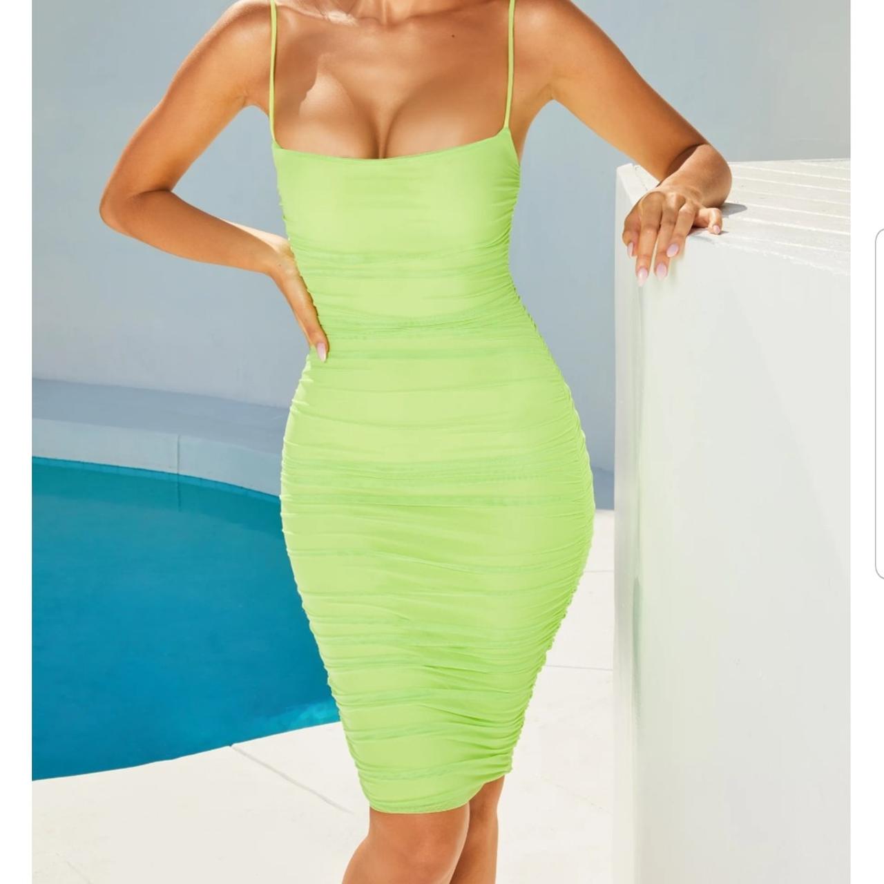 Ruched hotsell lime dress