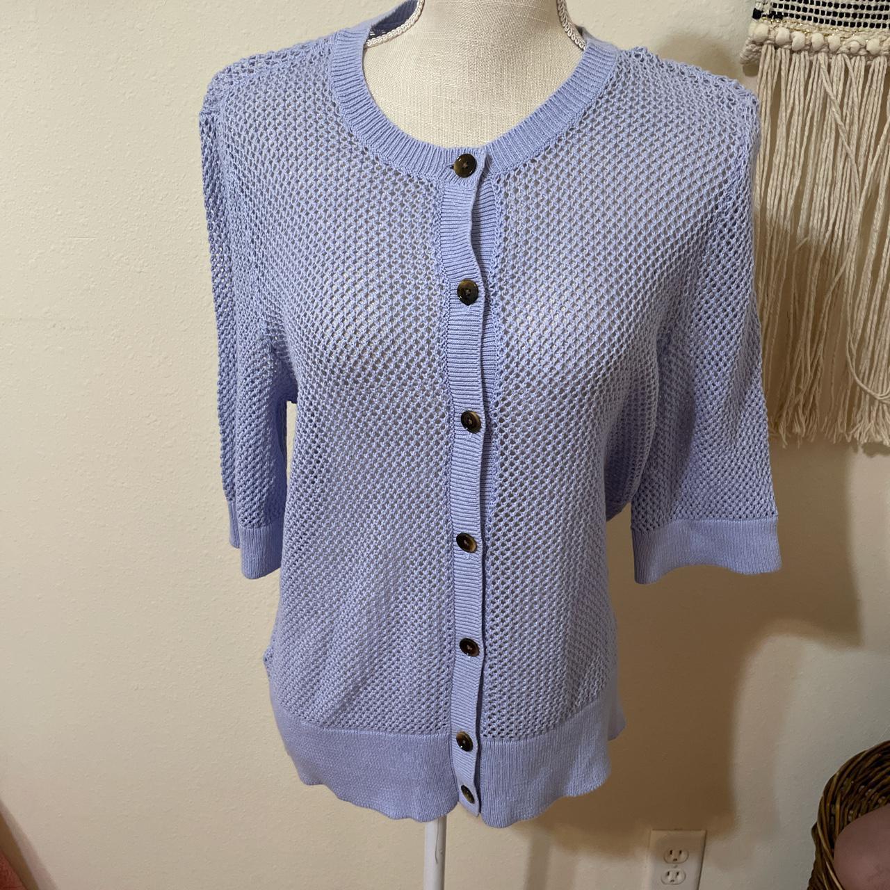 Lilac Crochet knit Short Sleeved Cardigan/Sweater/... - Depop