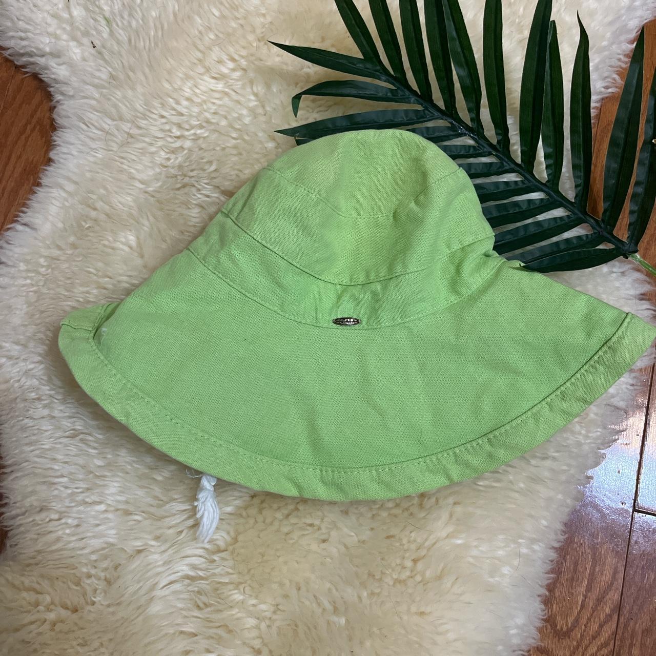 Lime Green Cotton Bucket Hat by Scala/ Adjustable... - Depop