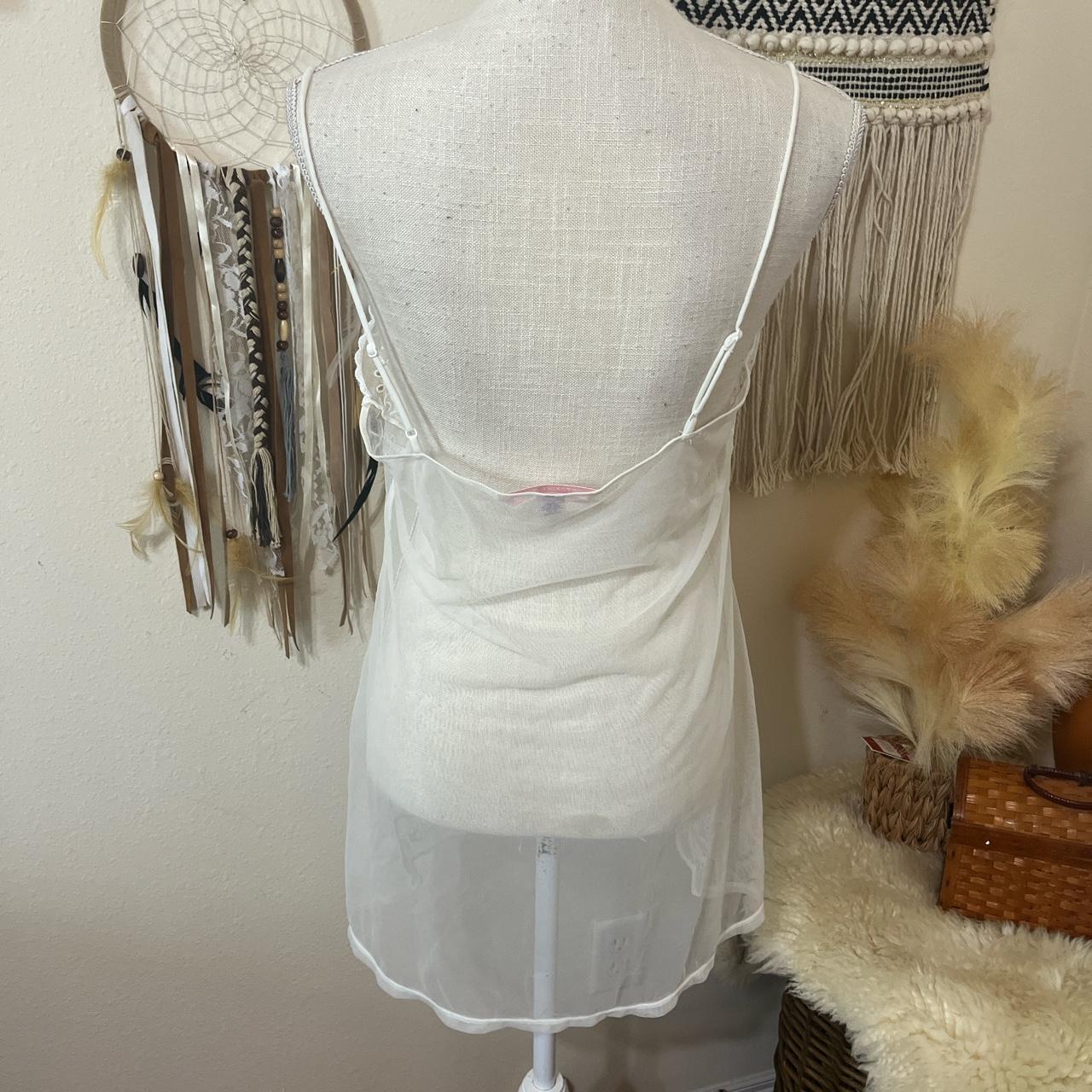 Cream Sheer Mesh Lingerie Slip with Beautiful… - Depop