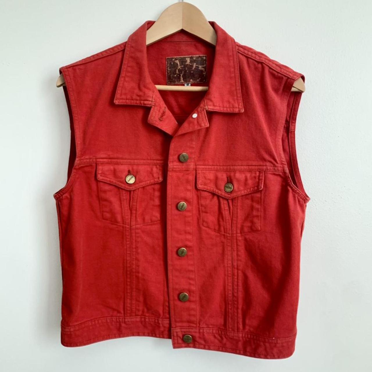 Vintage red denim vest 🔥 Depop