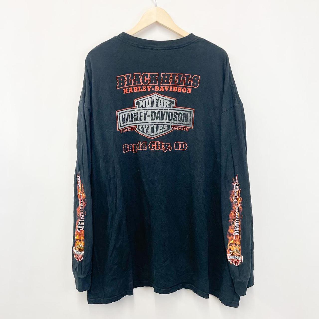 vintage harley davidson flame graphic biker long... - Depop