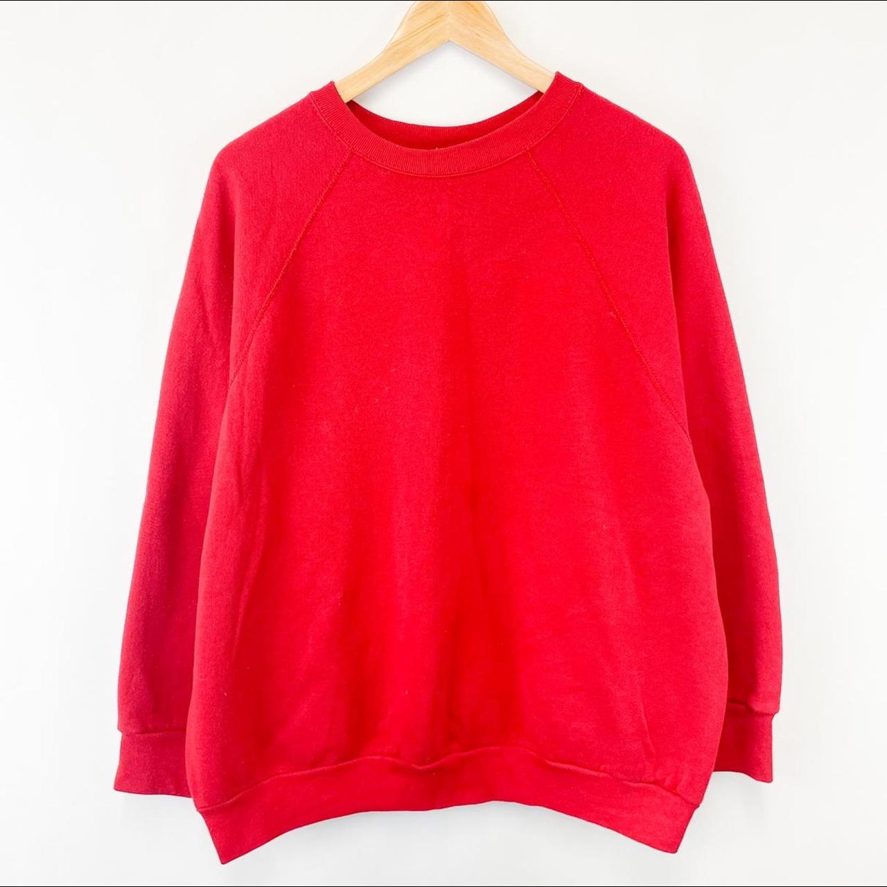 vintage 90s blank red raglan crewneck... - Depop