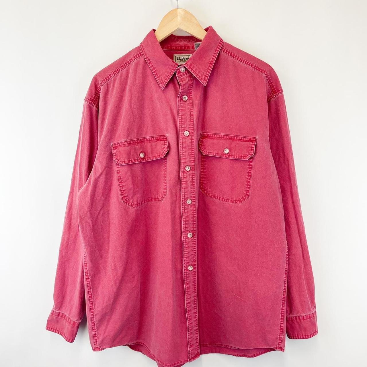 L.L.Bean Men's Red and Pink Shirt
