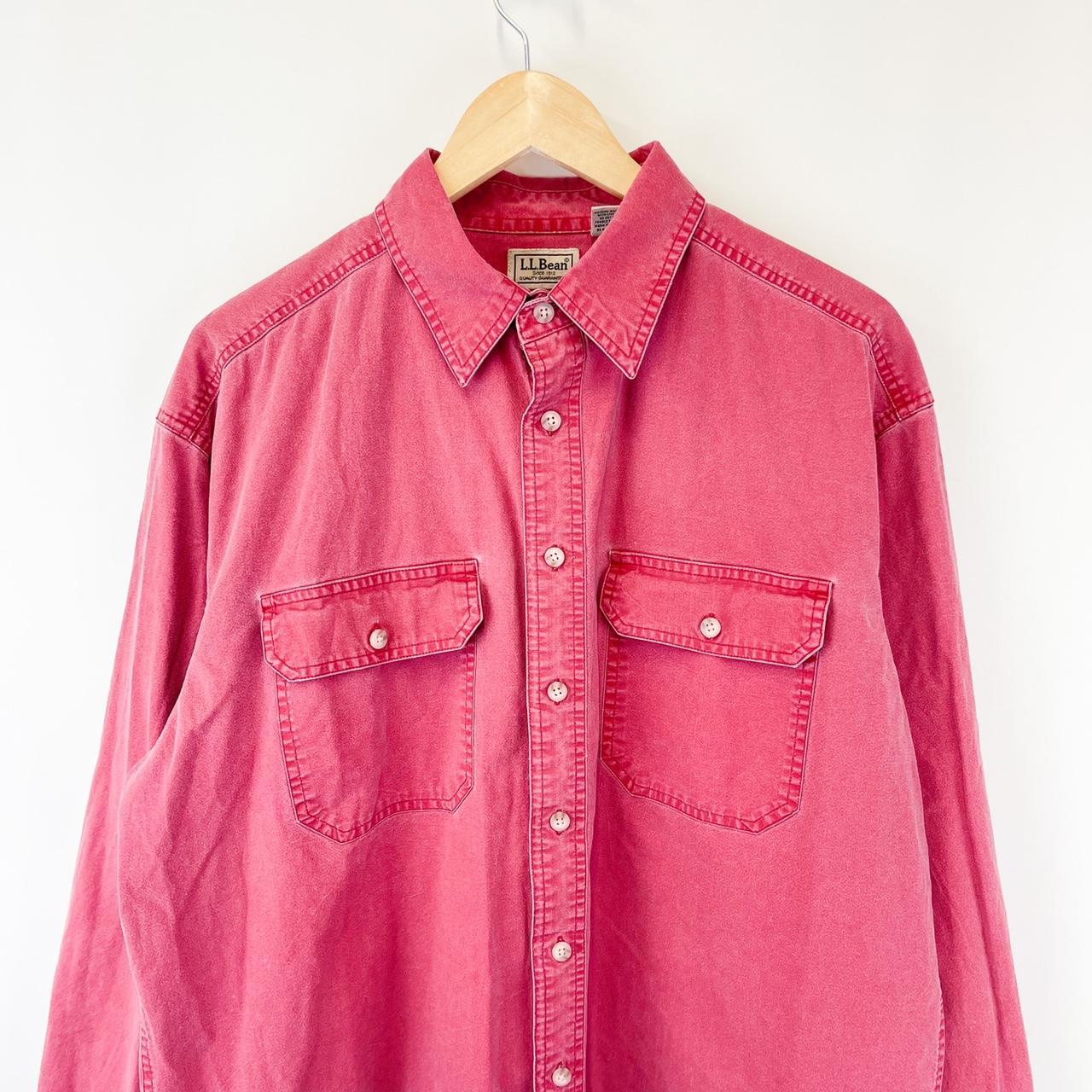 L.L.Bean Men's Red and Pink Shirt (2)