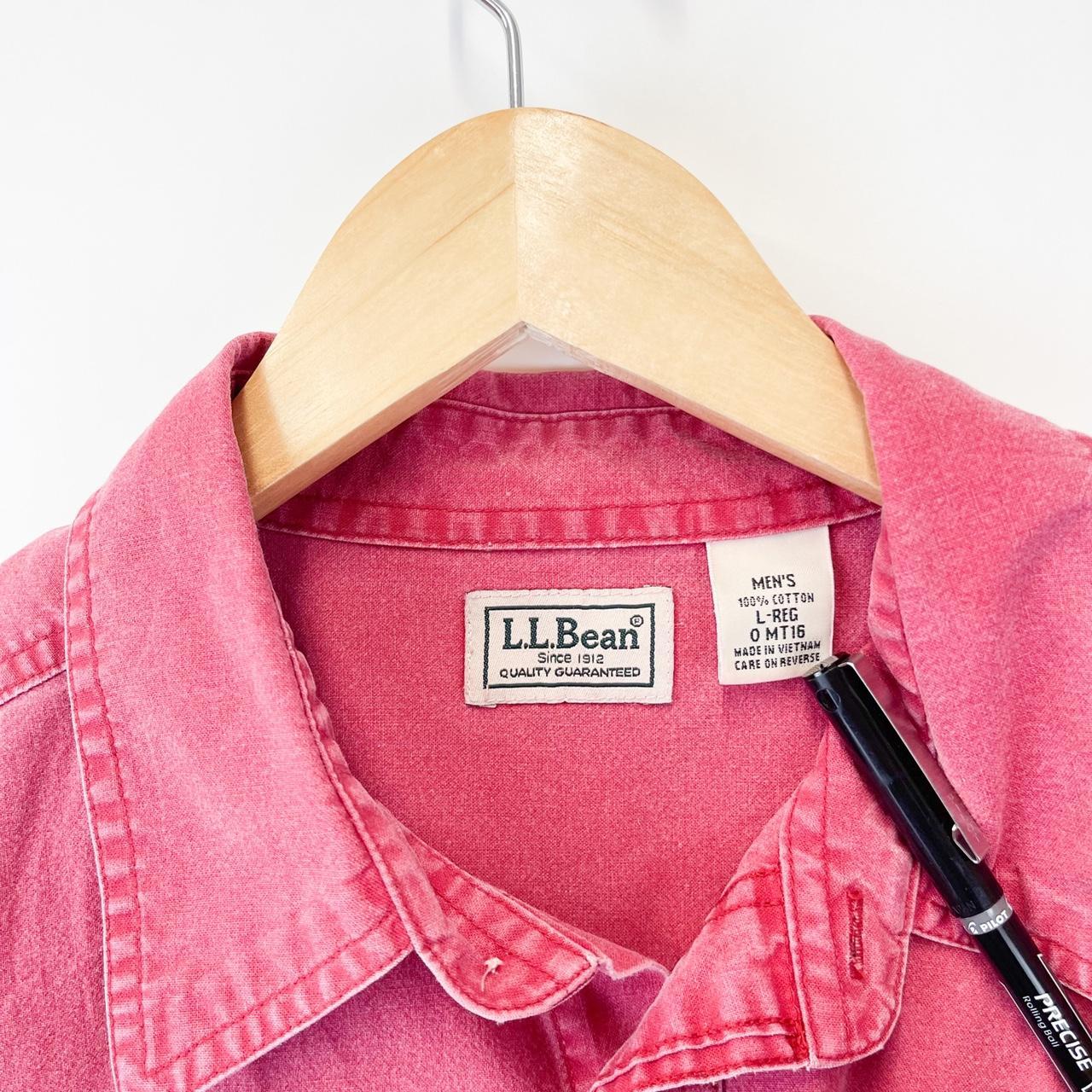 L.L.Bean Men's Red and Pink Shirt (3)