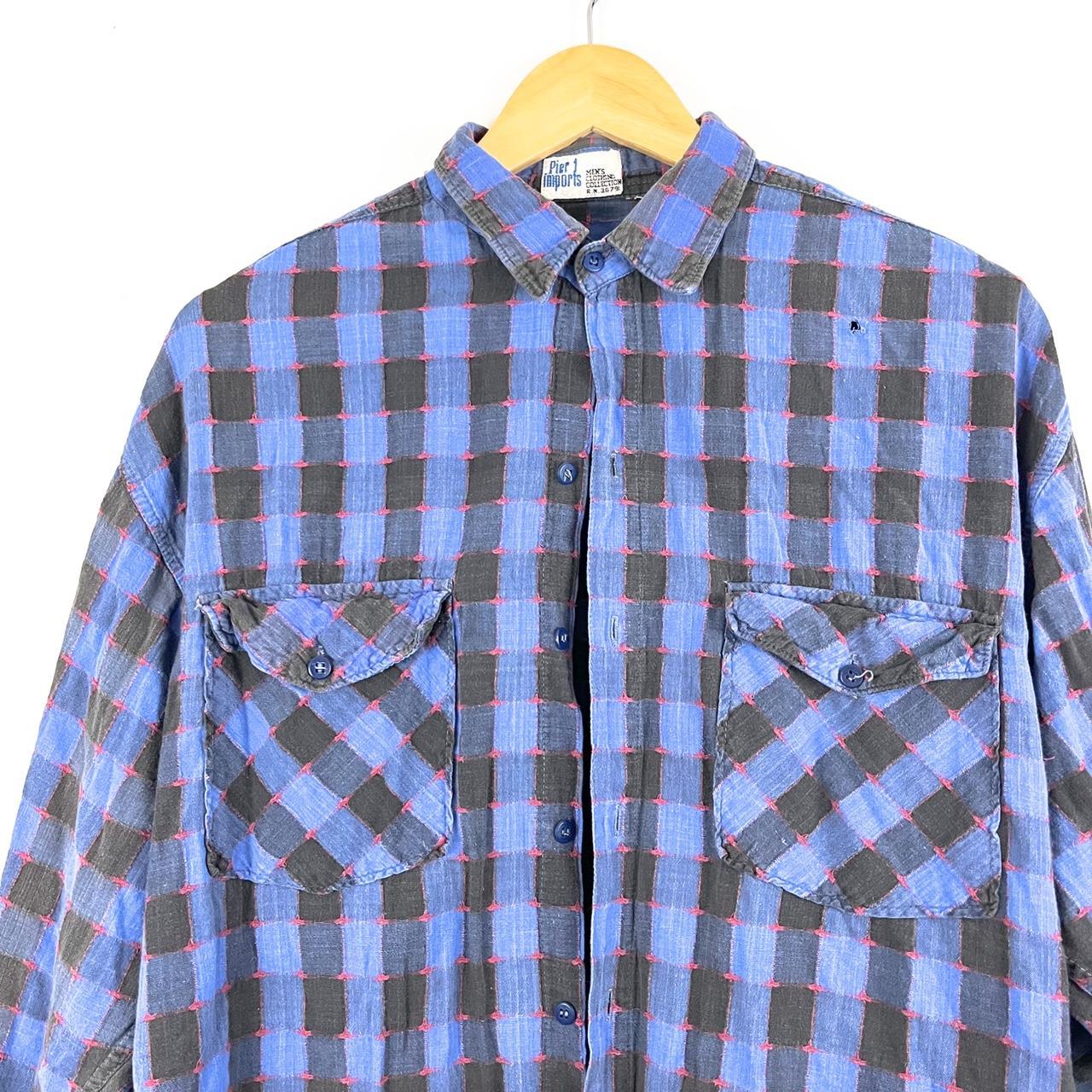 vintage pier 1 imports flannel shirt mens large... - Depop