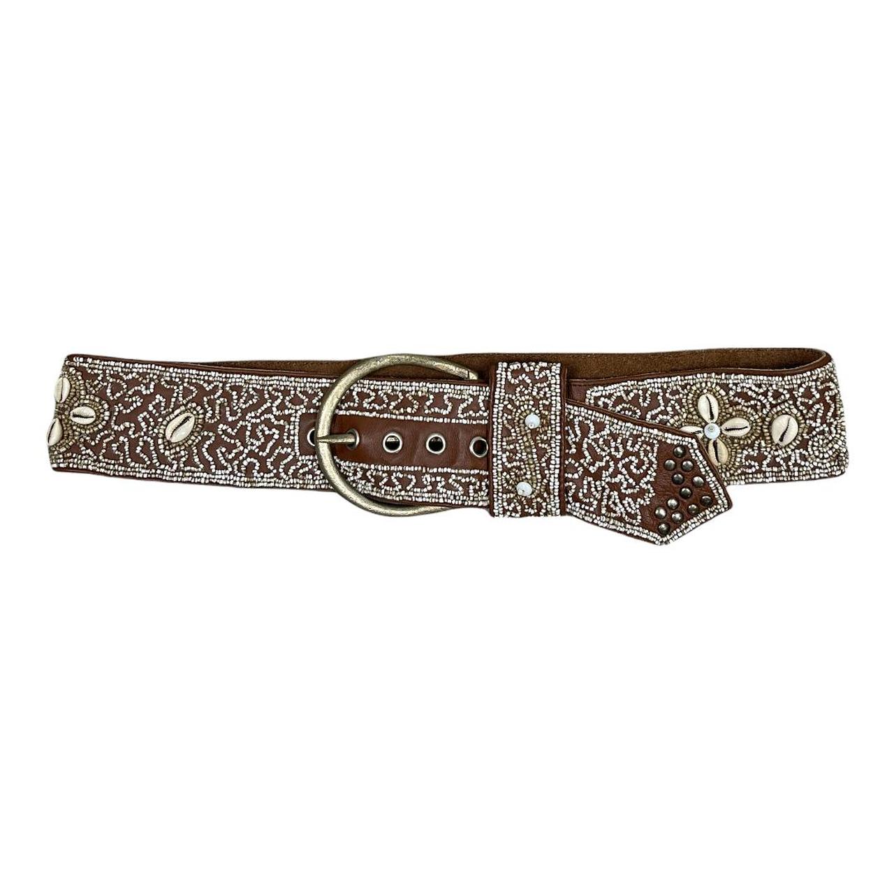 Fully embellished wide leather belt. Brown with all... Depop