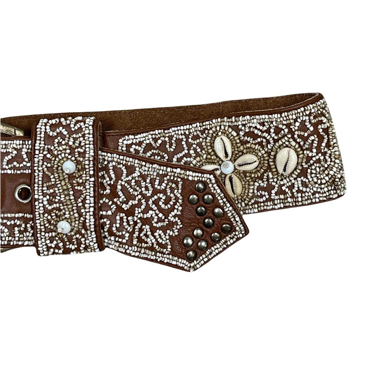 Fully embellished wide leather belt. Brown with all... Depop