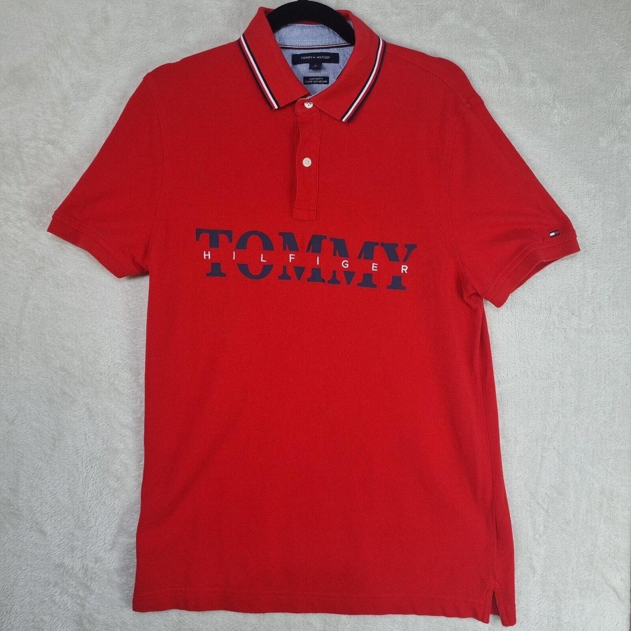 Tommy Hilfiger Mens Polo Shirt Red Medium TShirt... - Depop