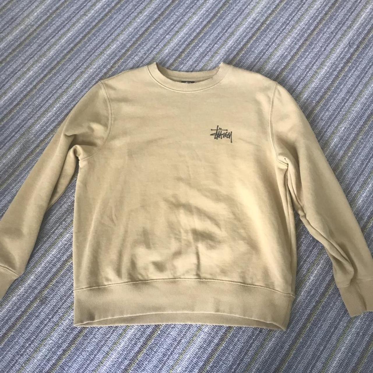 Stussy Yellow Crewneck Jumper - Size Small Very... - Depop