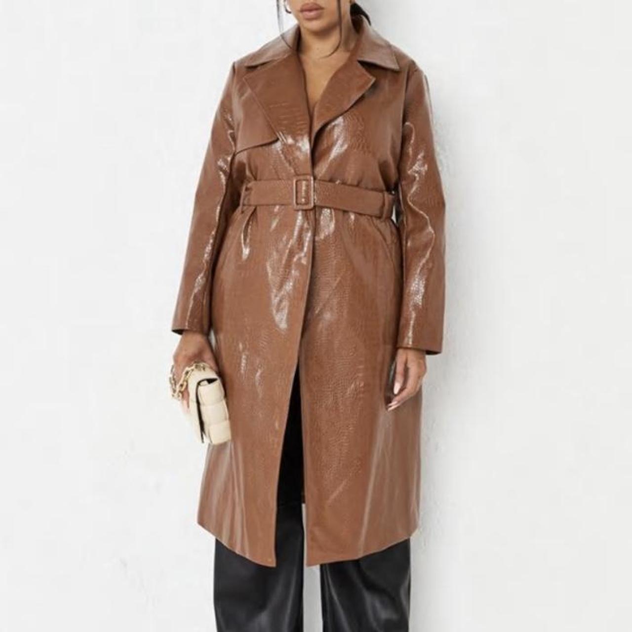 PVC Vinyl Mock Crock Trench Coat Plus Size size 22