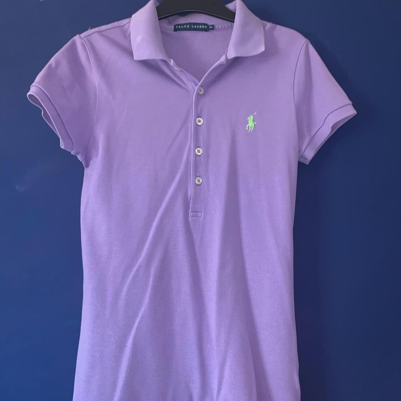 Ralph Lauren Women's Purple and Green Poloshirts Depop