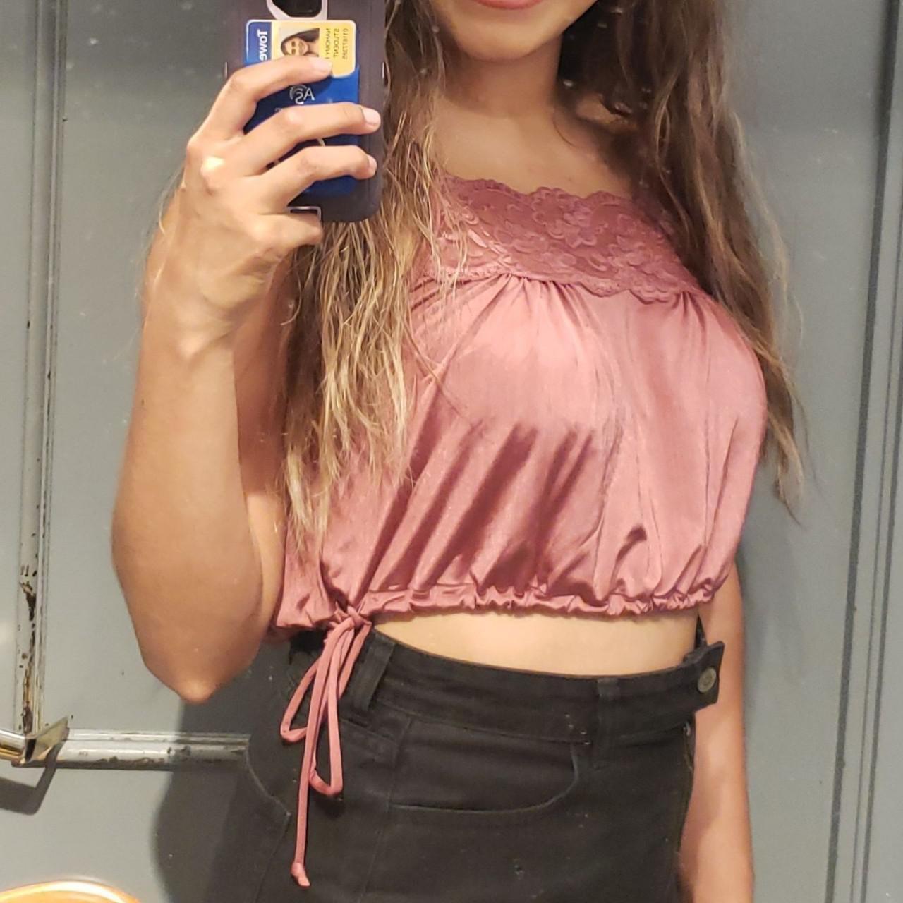 American Eagle Outfitters Women's Pink Croptop Depop