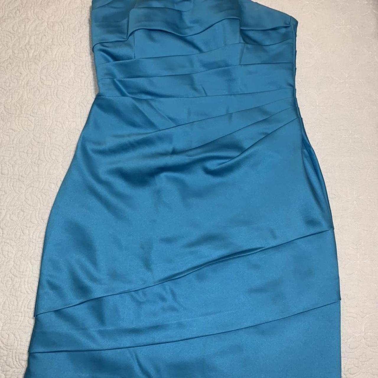 David s bridal turquoise dress zipper back pleaded