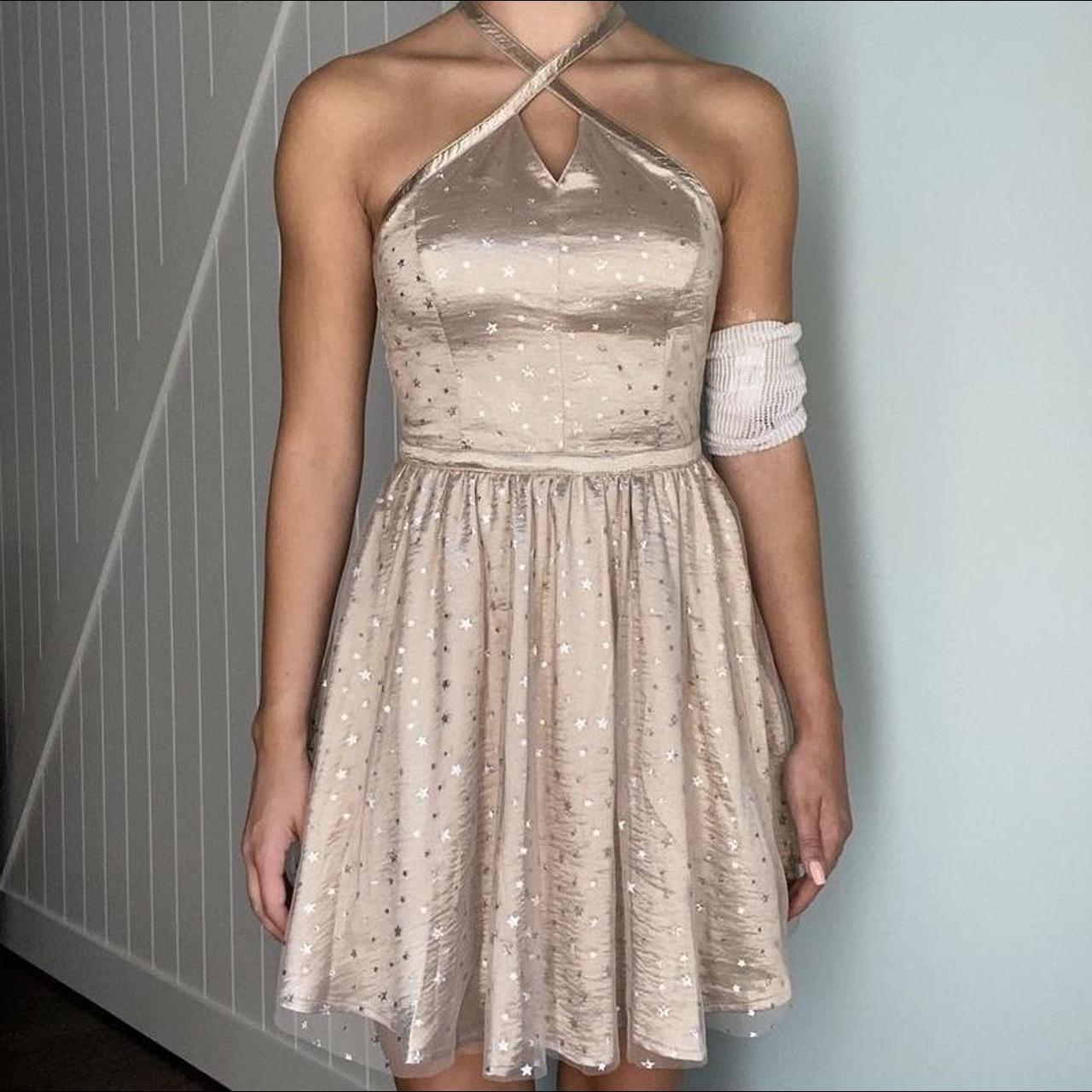 Hollister gold homecoming dress with silver star