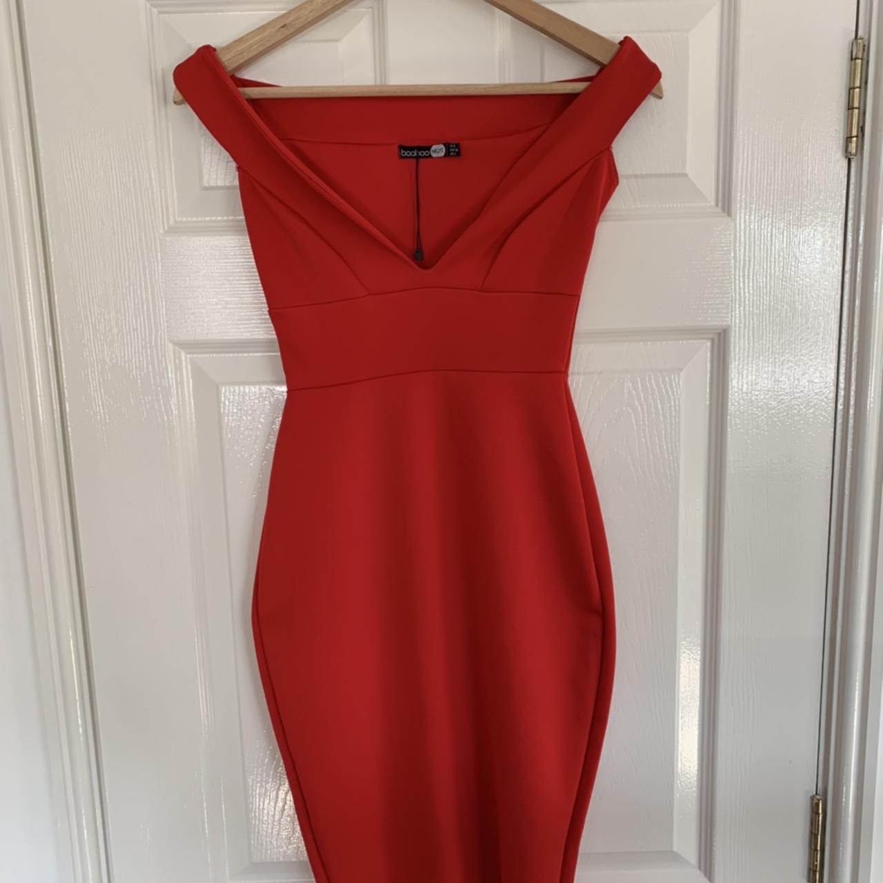 boohoo red shirt dress