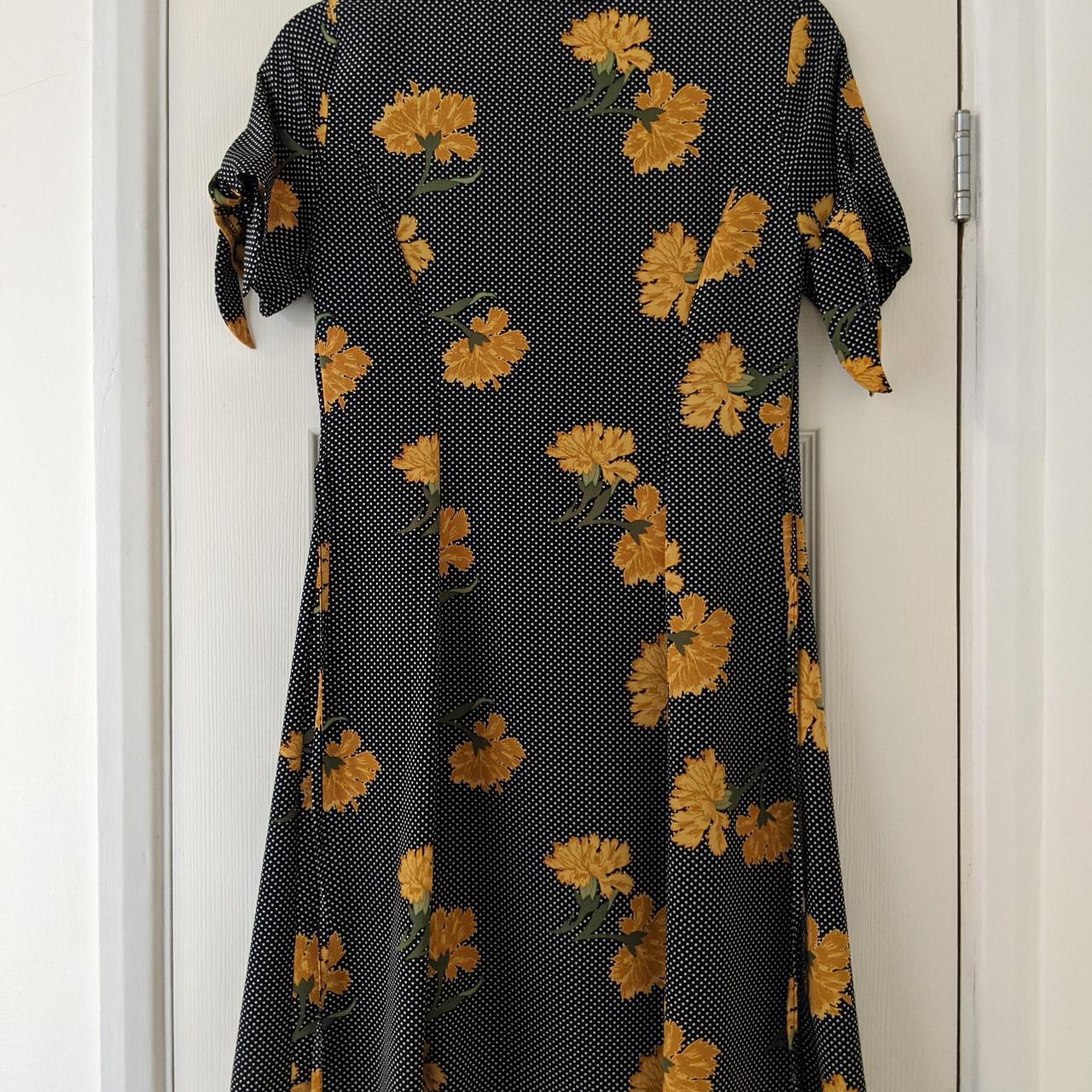 Primark Black Polka Dot Floral Dress Size 8 EU