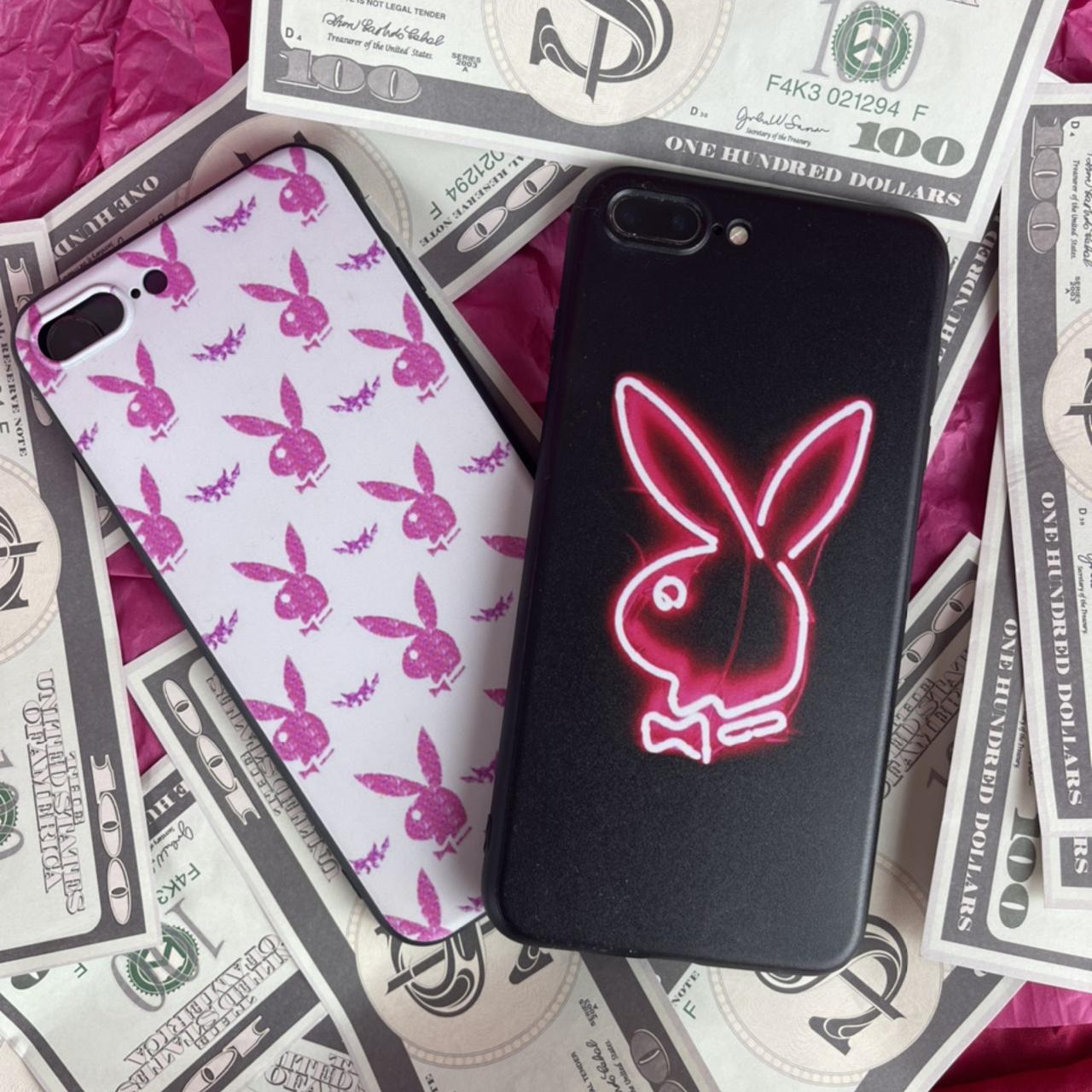 Unreal pink and black playboy phone case y2k 90s Depop