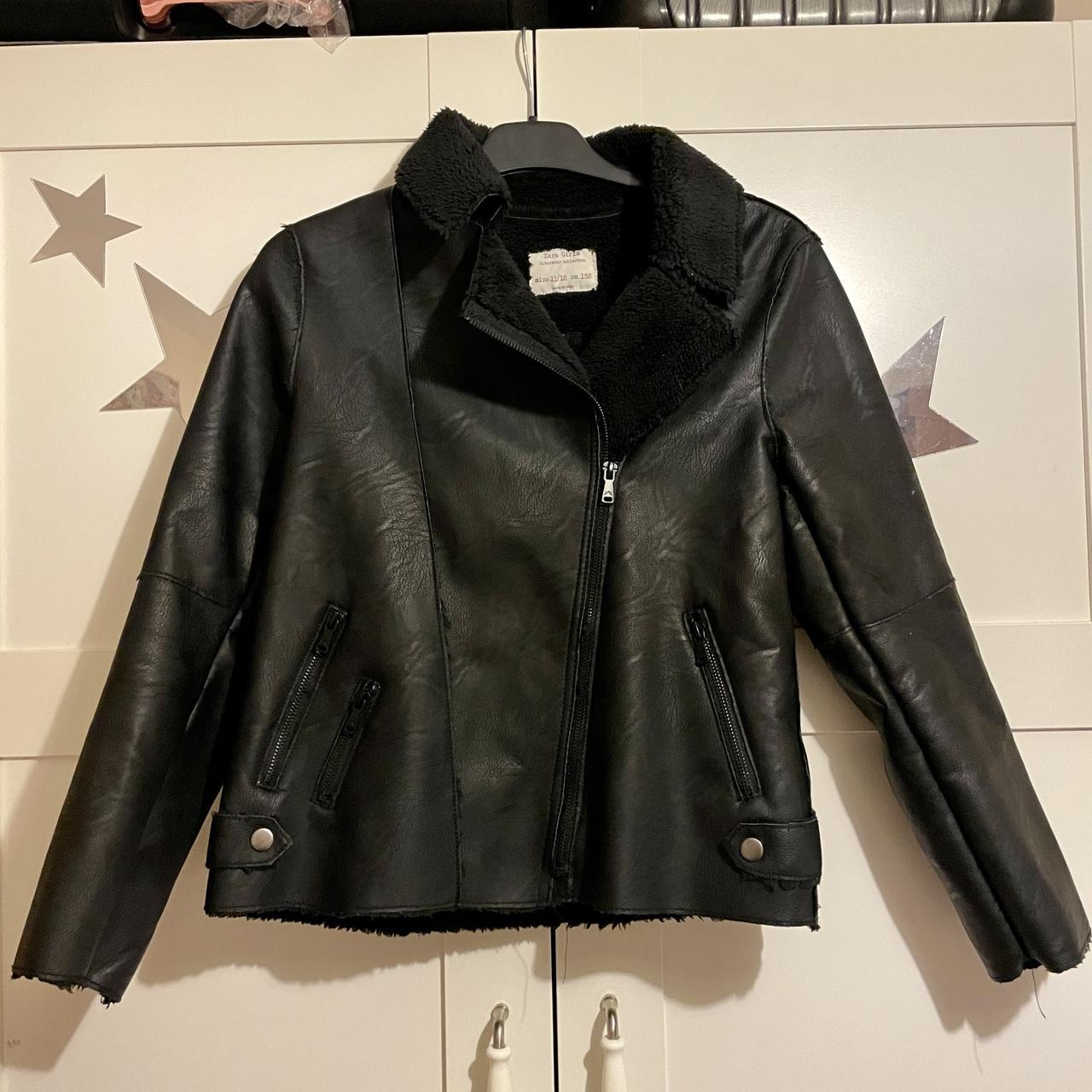 Black leather jacket for kids Black faux leather... - Depop