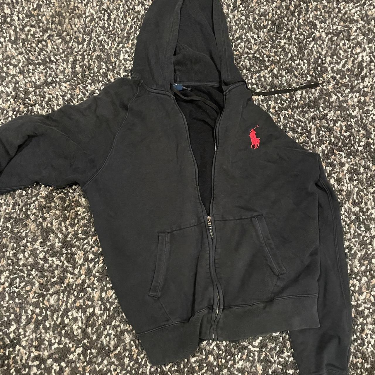 Men’s Black and Red Polo Hoodie Size... - Depop