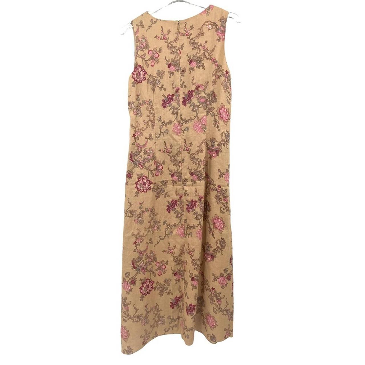 Charter Club Linen Floral Midi Dress, Size 8 Zips in... - Depop