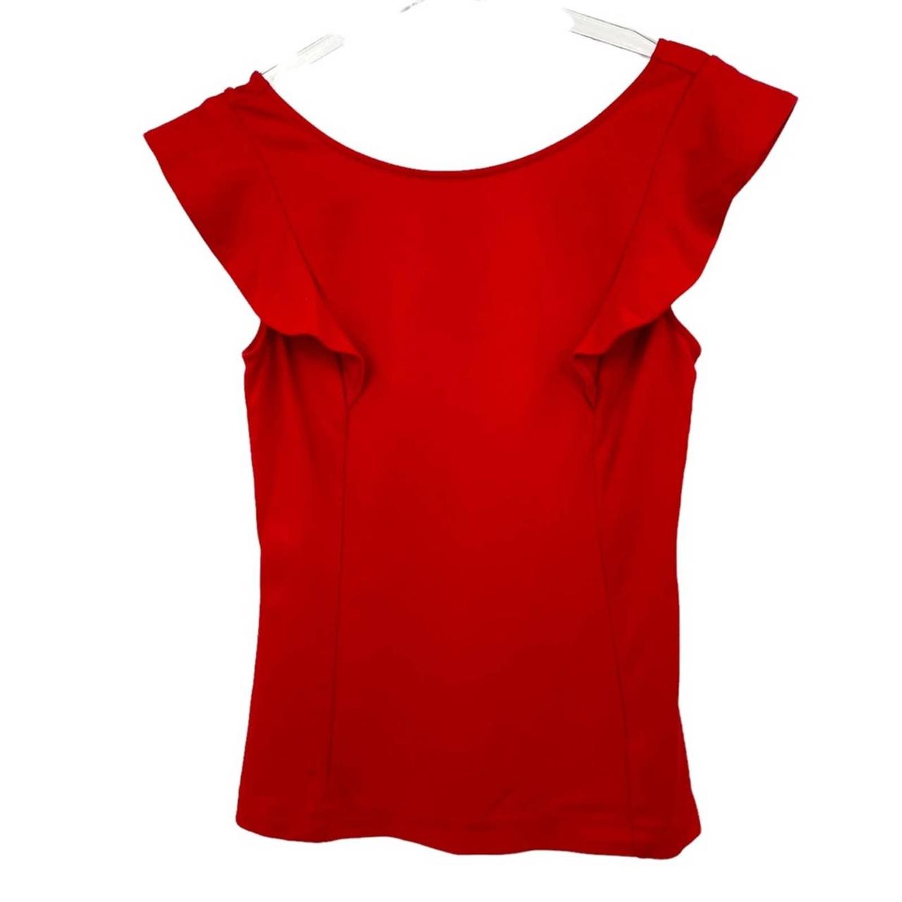 Express Red Cap Sleeve Top, Size M Rounded neckline... - Depop