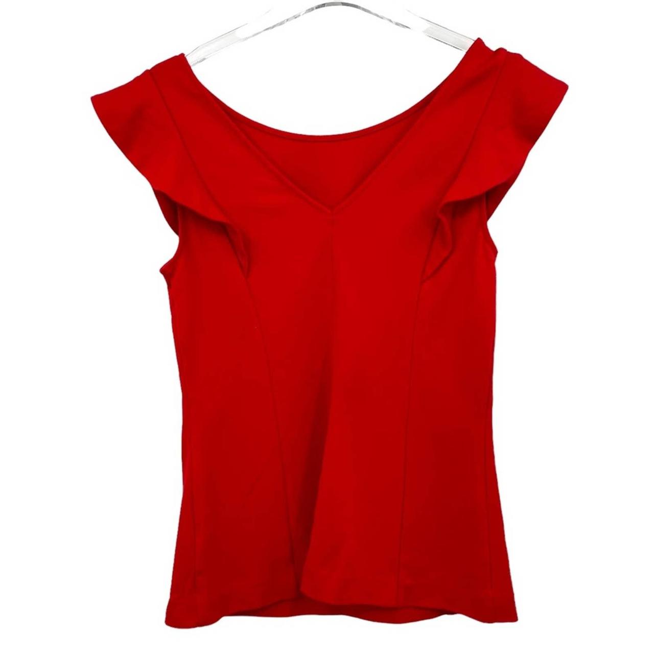 Express Red Cap Sleeve Top, Size M Rounded neckline... - Depop