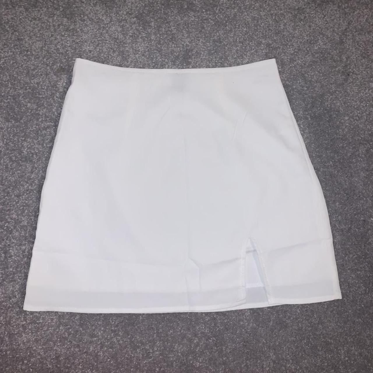 White plain bodycon mini skirt Never worn out No... - Depop