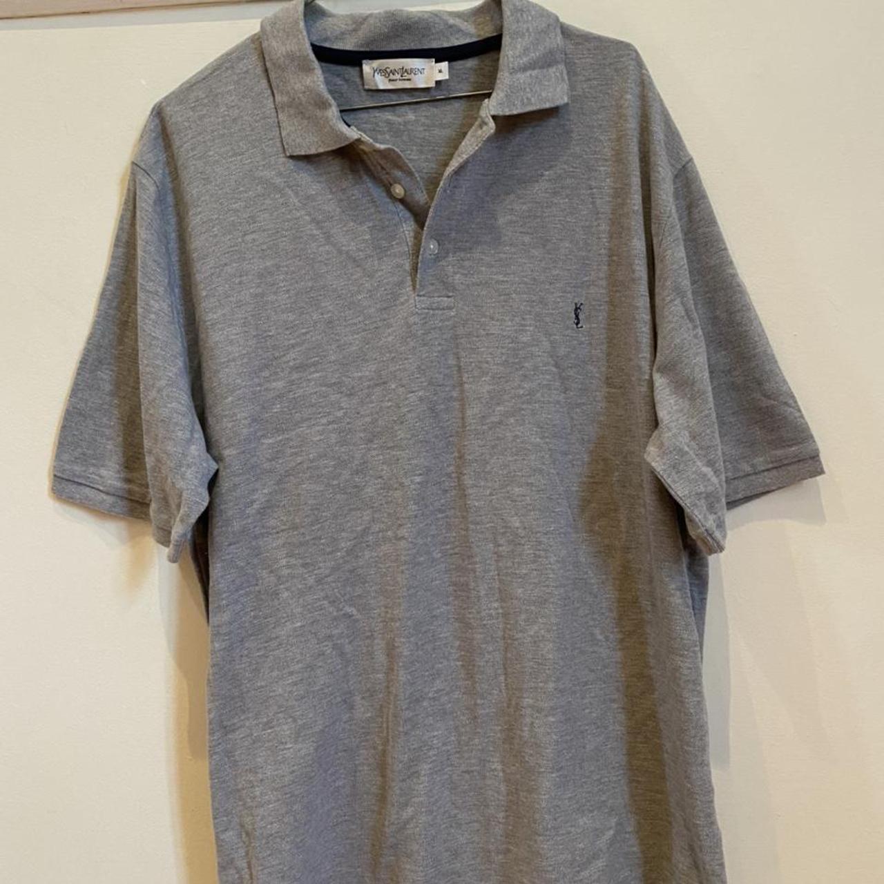 YVES SAINT LAURENT YSL grey polo shirt Size men’s... - Depop