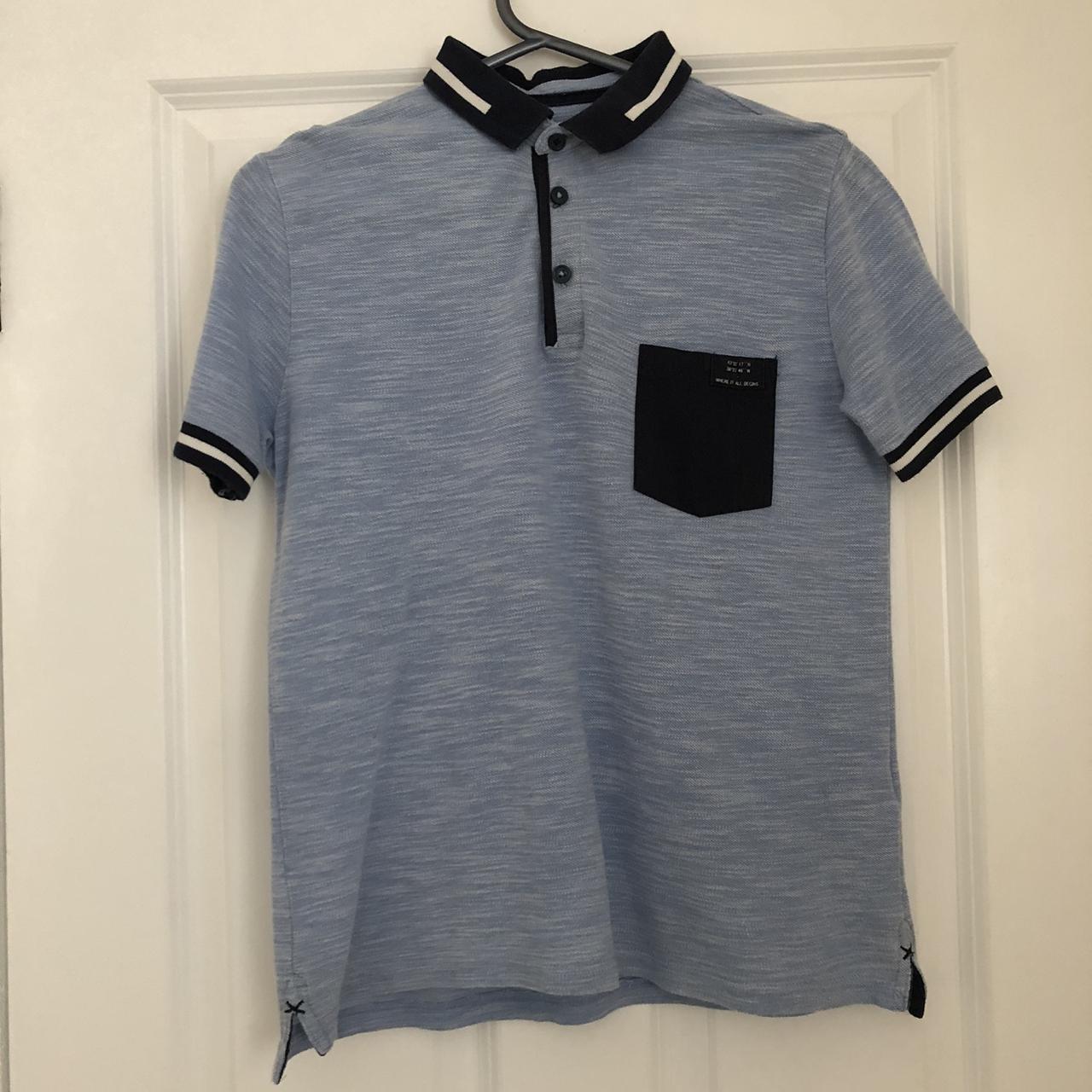 Blue and navy Zara Boys polo shirt. Age 10. Good... - Depop