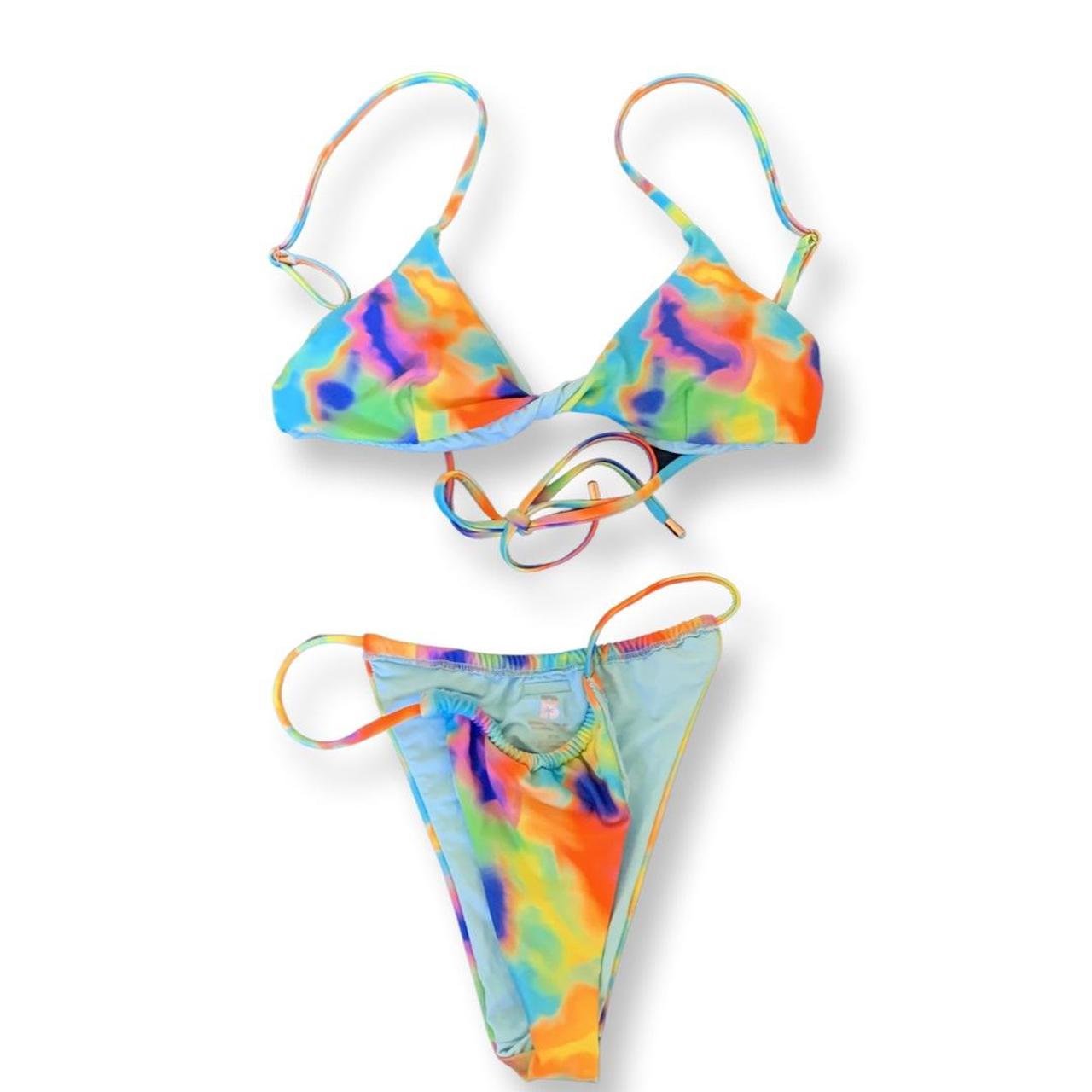 Blackbough swim psychedelic rainbow tie dye bikini... - Depop
