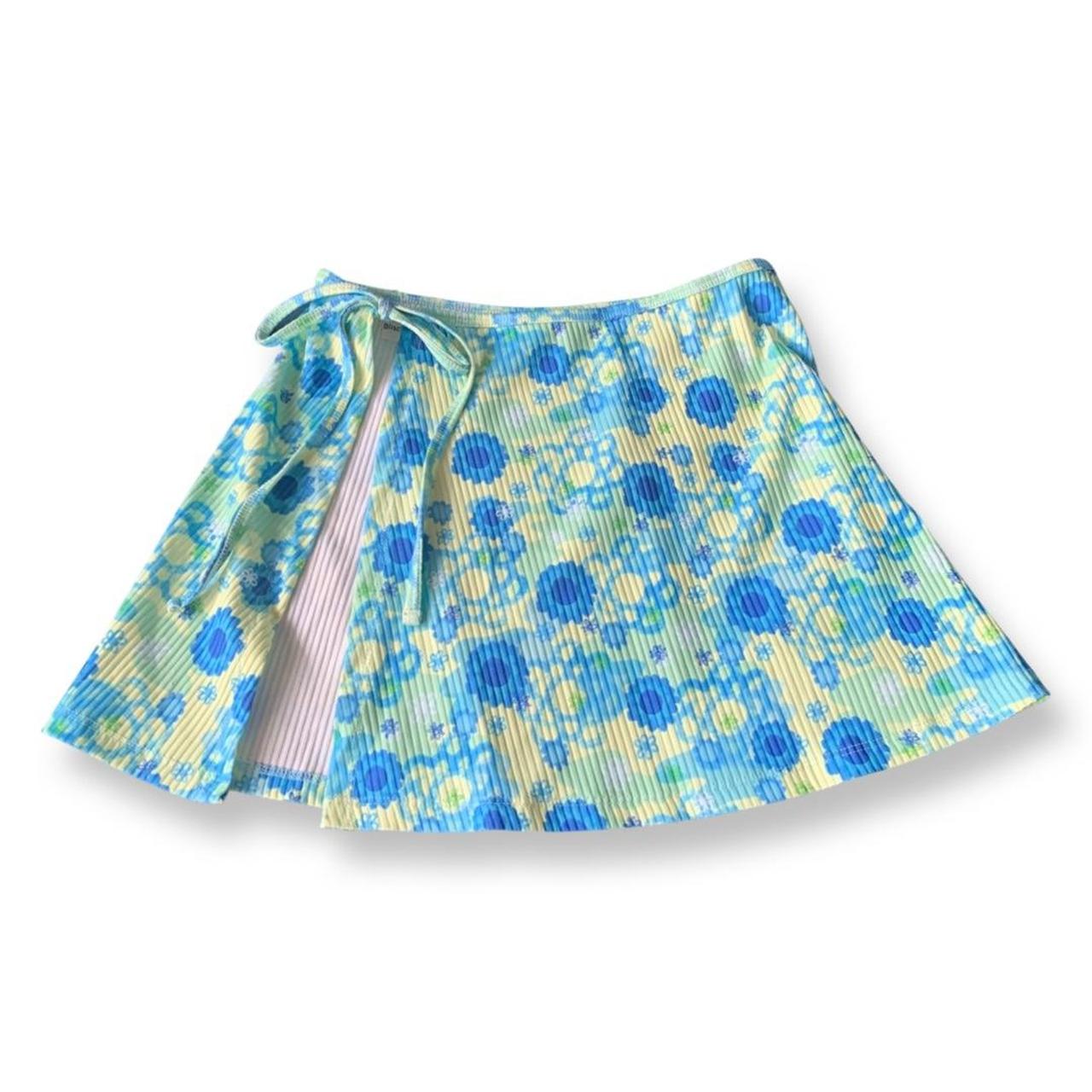 Blackbough swim skirt blue and green floral wrap... Depop