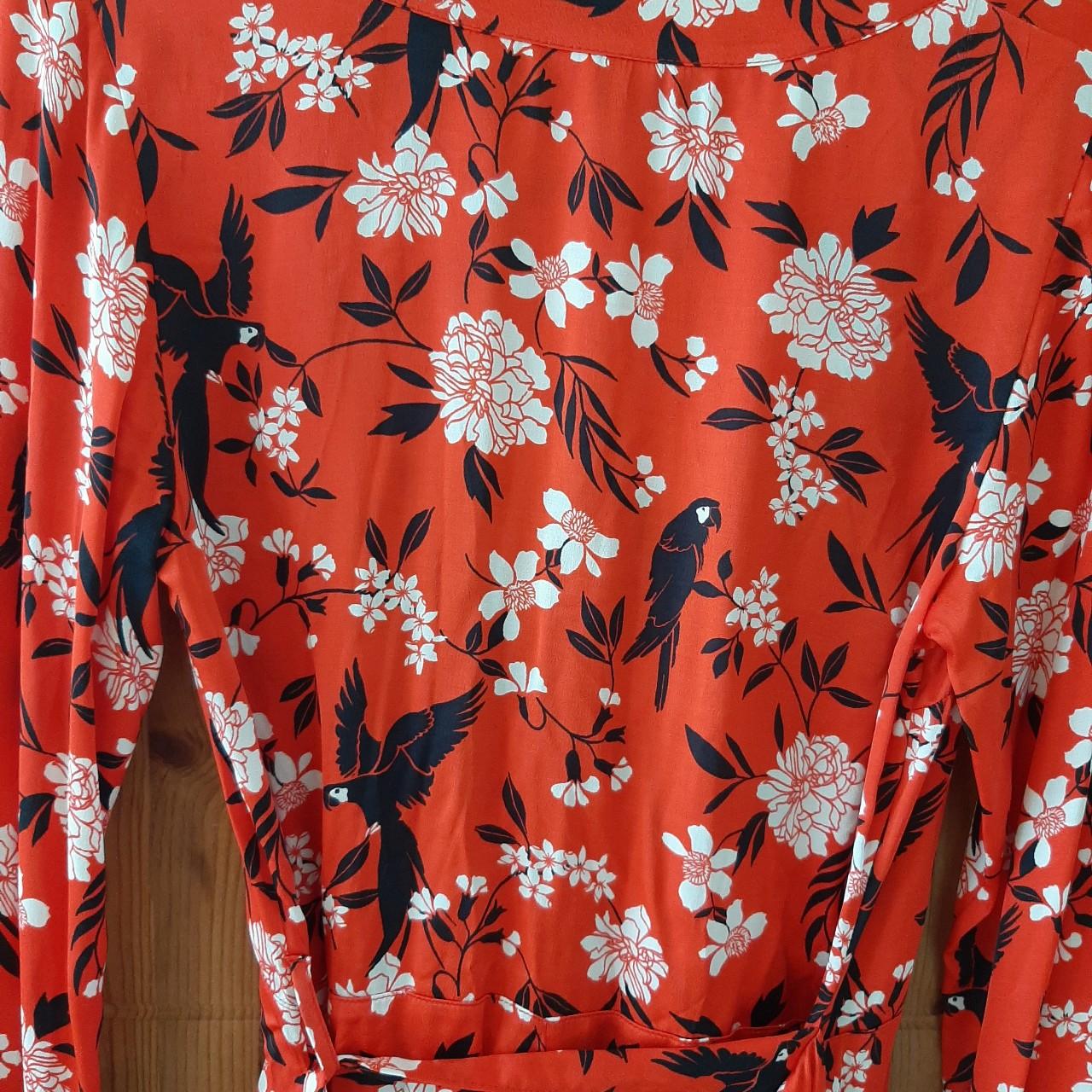 Red satin Next wrap dress with belt, beautiful dress... - Depop