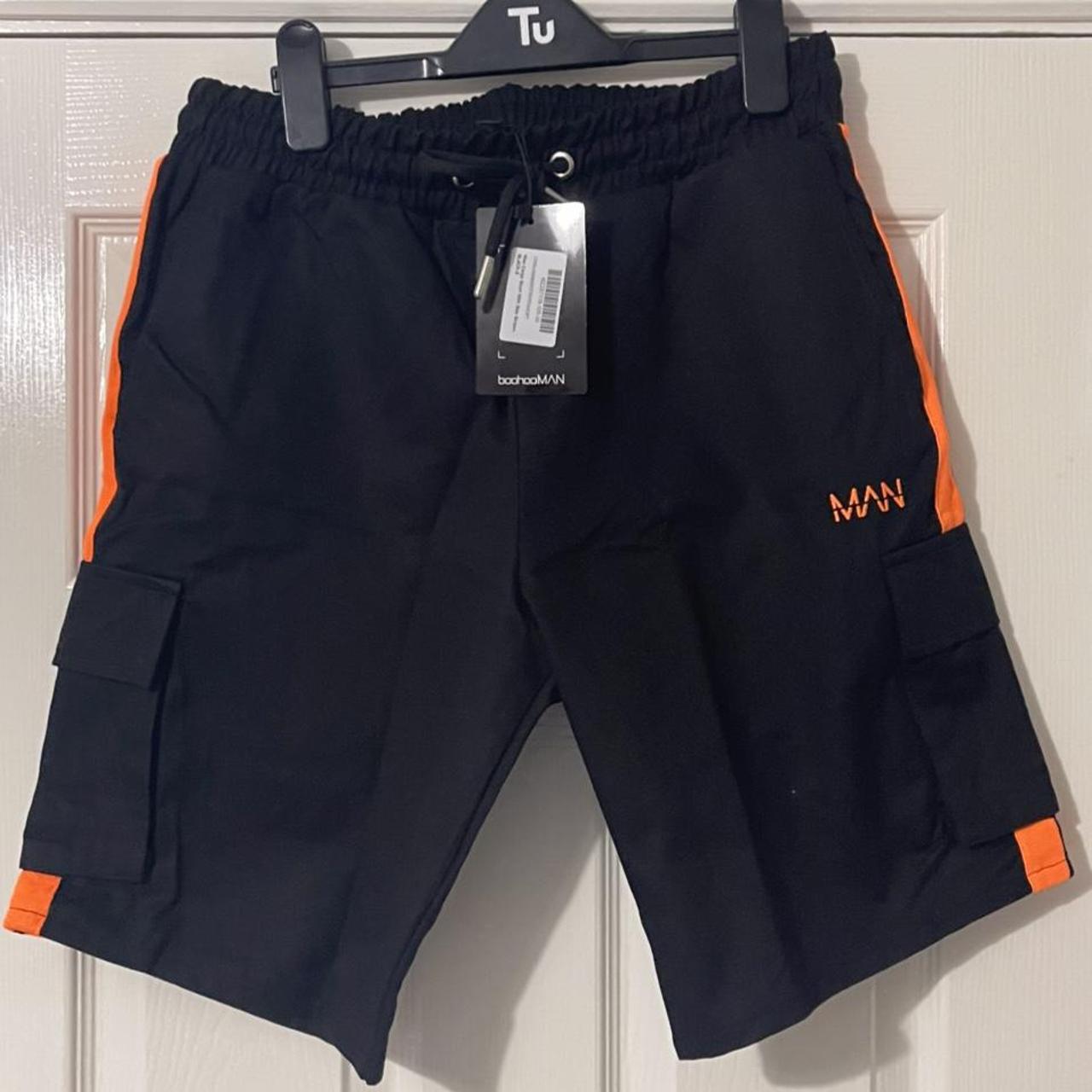 Black And Orange Cargo Shorts Brand New Never Worn Depop 8168