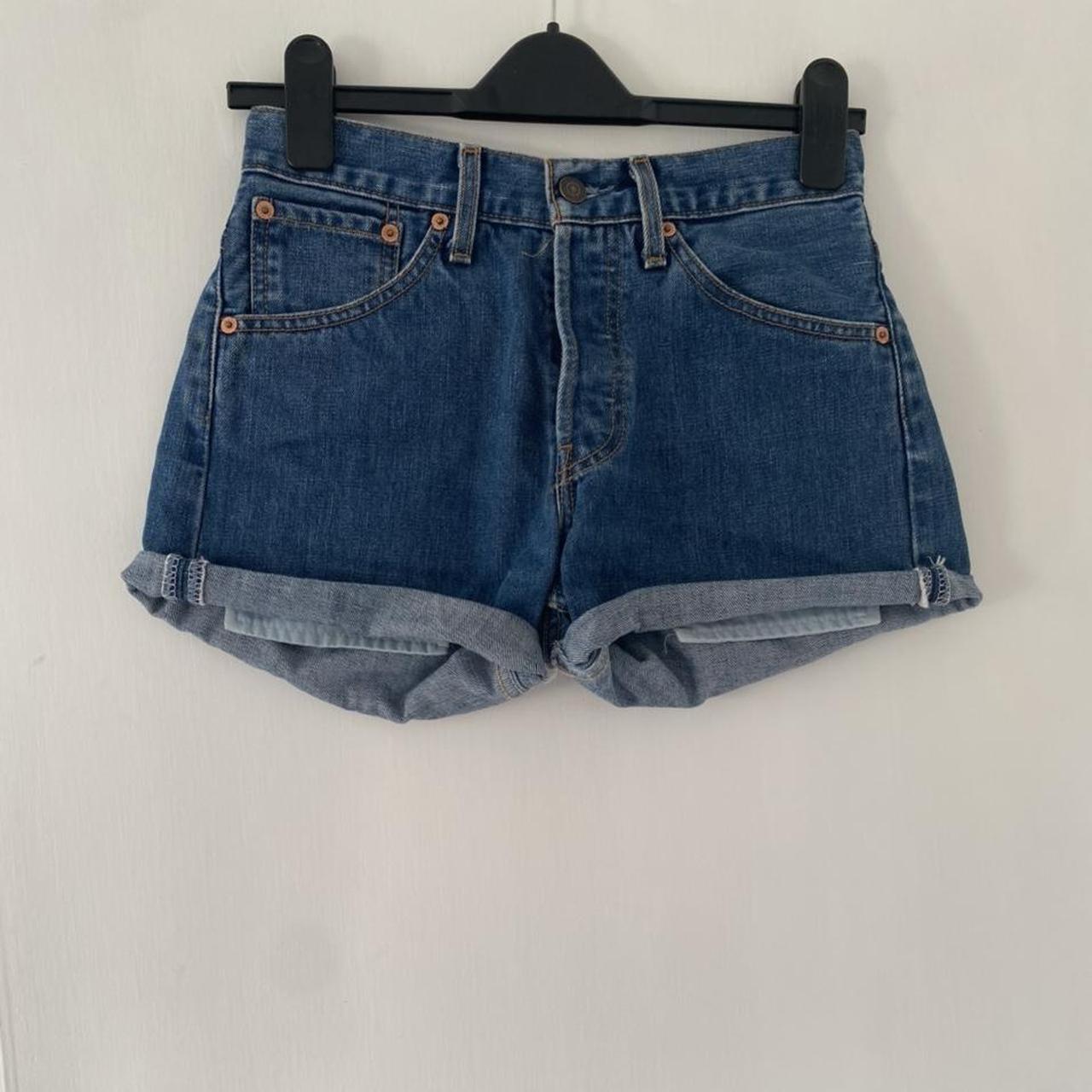 levis vintage blue denim shorts - waist 28 fits... - Depop