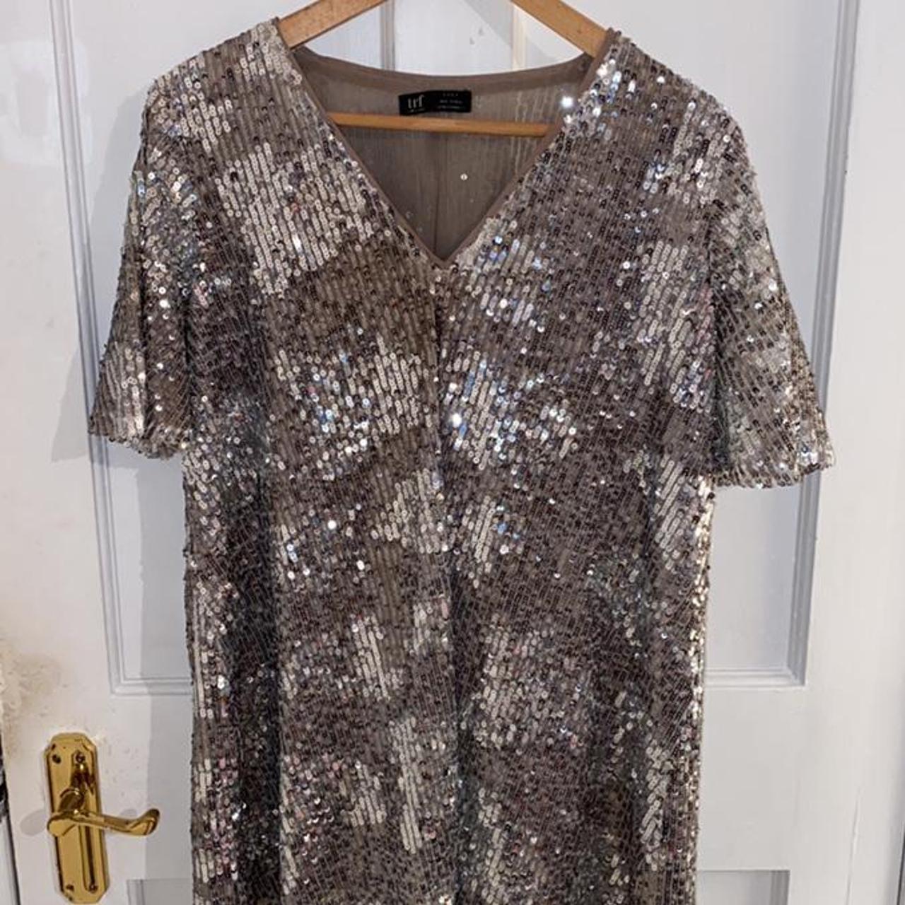 Zara sequin tshirt dress #zara #dress #sequin... - Depop