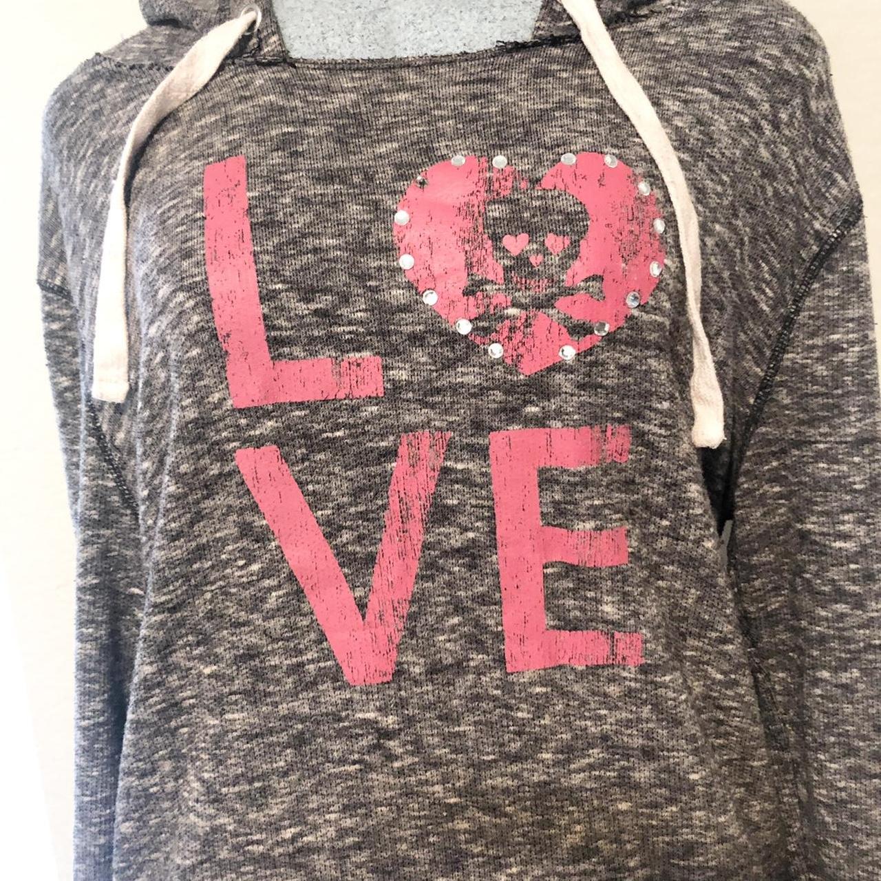 No Boundaries Hoodie Womens XL 15-17 Sweatshirt Love Long Sleeve Gray