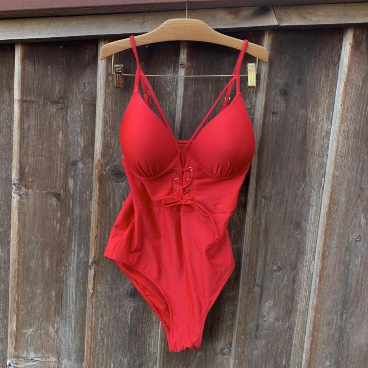 Women's Red Swimsuitonepiece Depop
