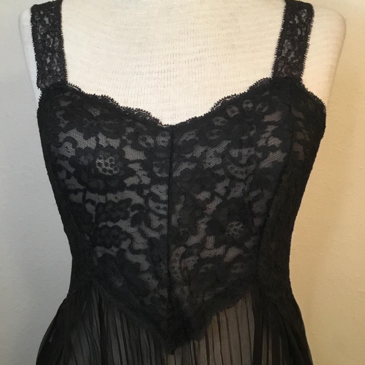 Vintage Michelene Nylon Gown Size 32 Black Sheer... - Depop
