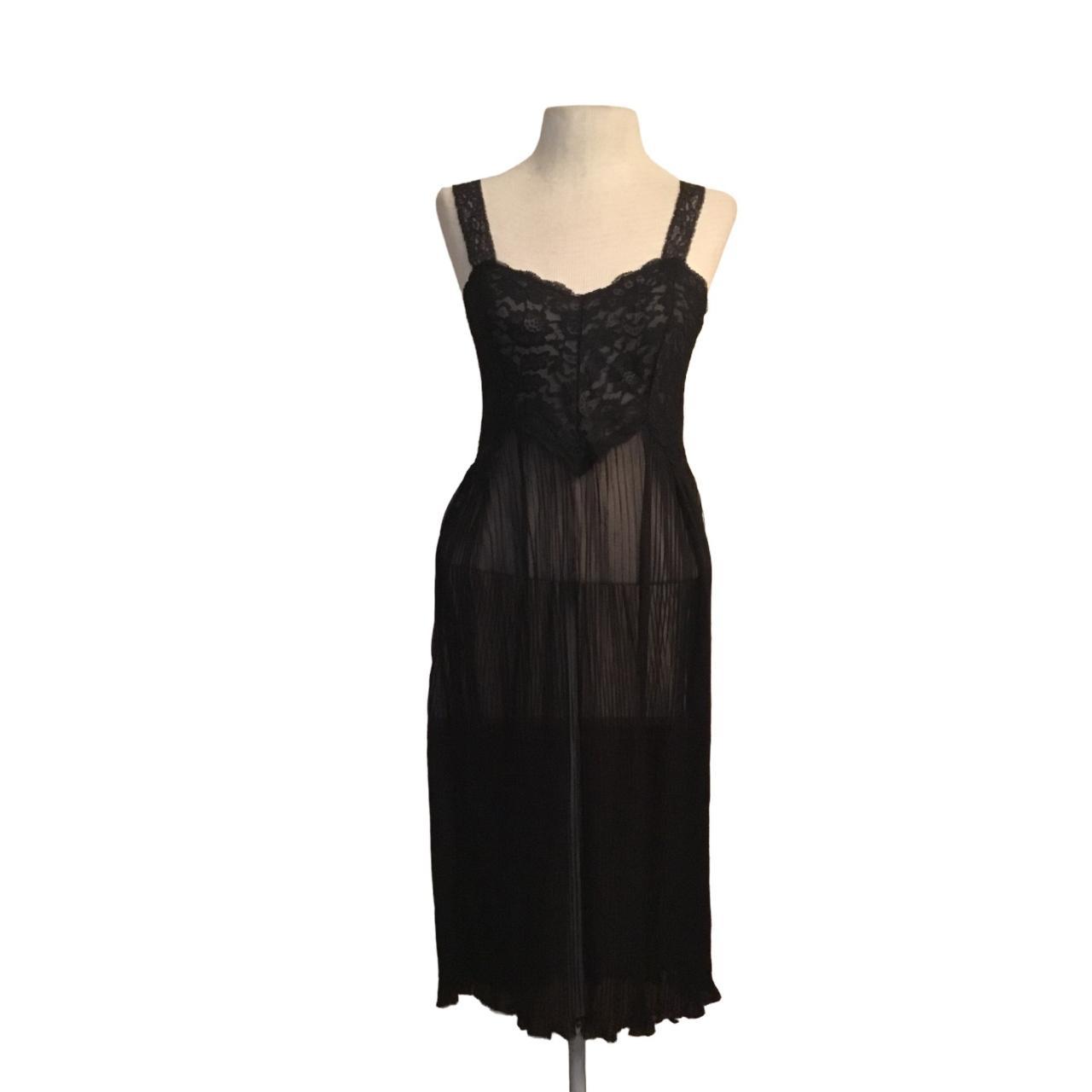 Vintage Michelene Nylon Gown Size 32 Black Sheer... - Depop