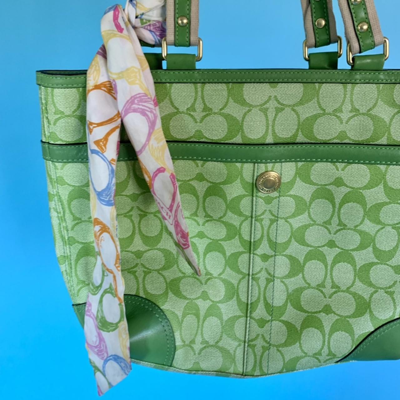 Coach Women's Green and Pink Bag Depop