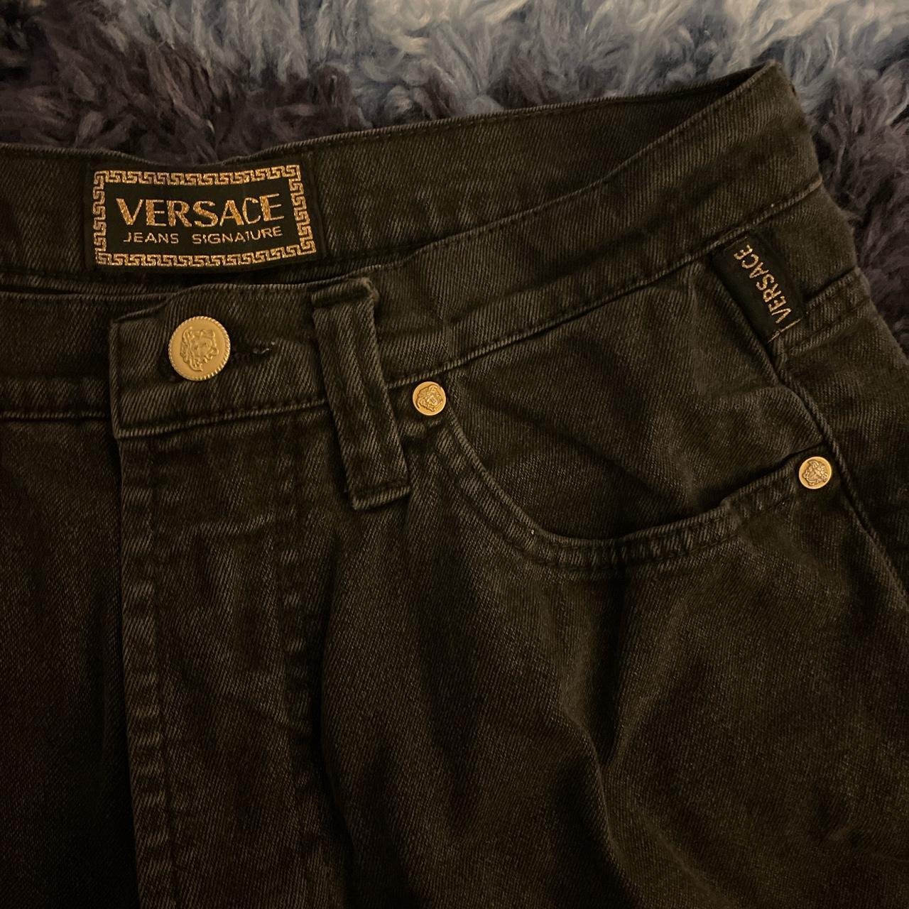 Vintage 90s Versace pants with Medusa rivets and... - Depop