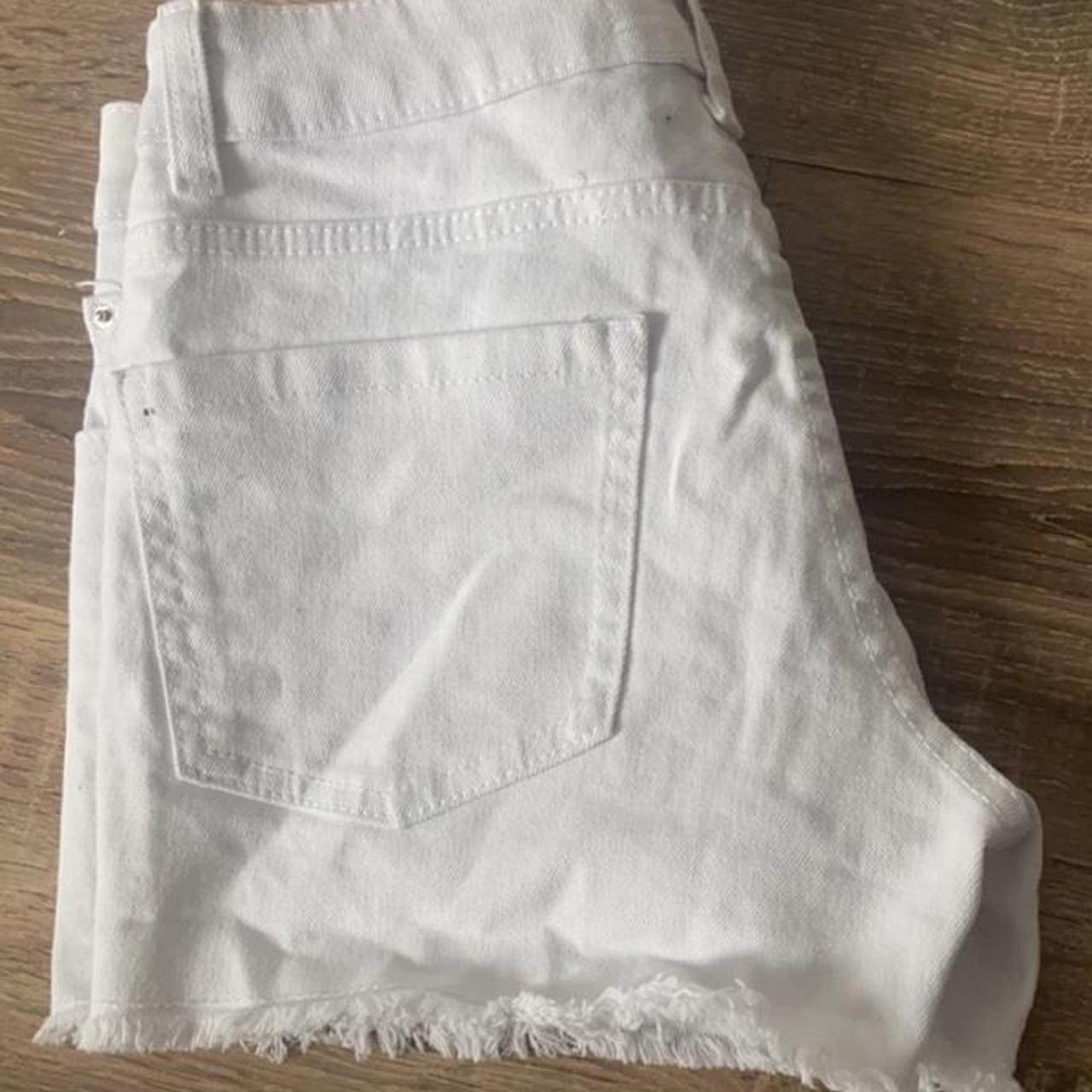 brand new white denim shorts in perfect condition as... - Depop