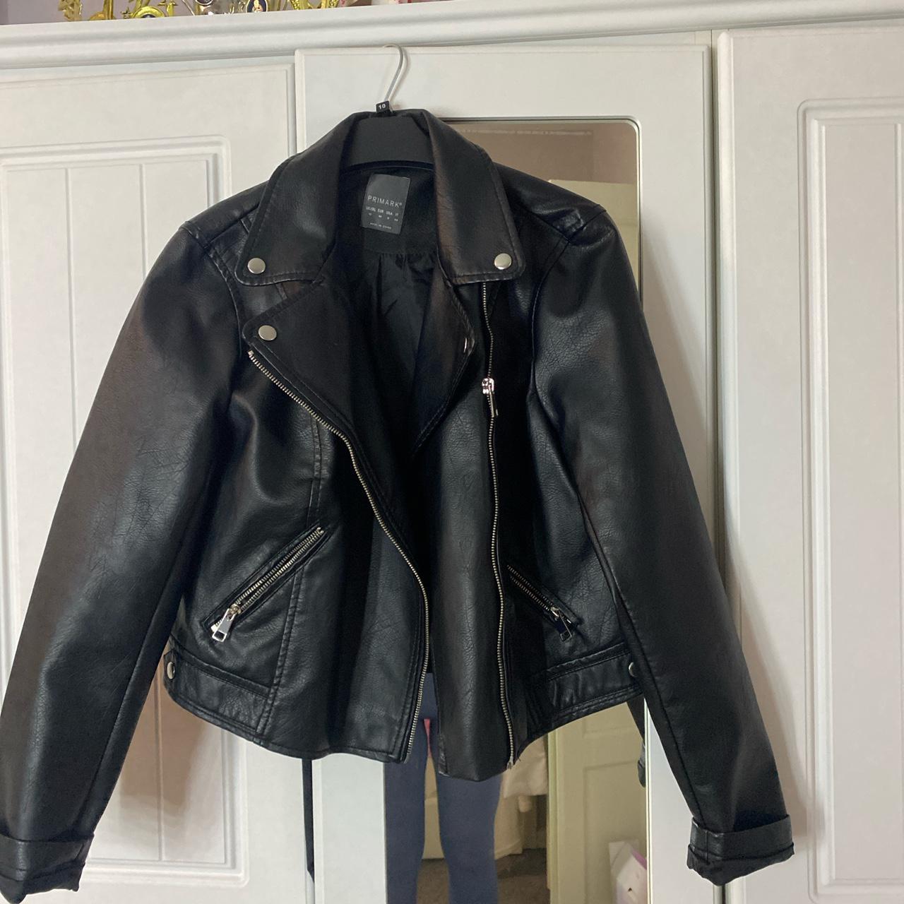 Primark leather jacket size 12 worn once - Depop