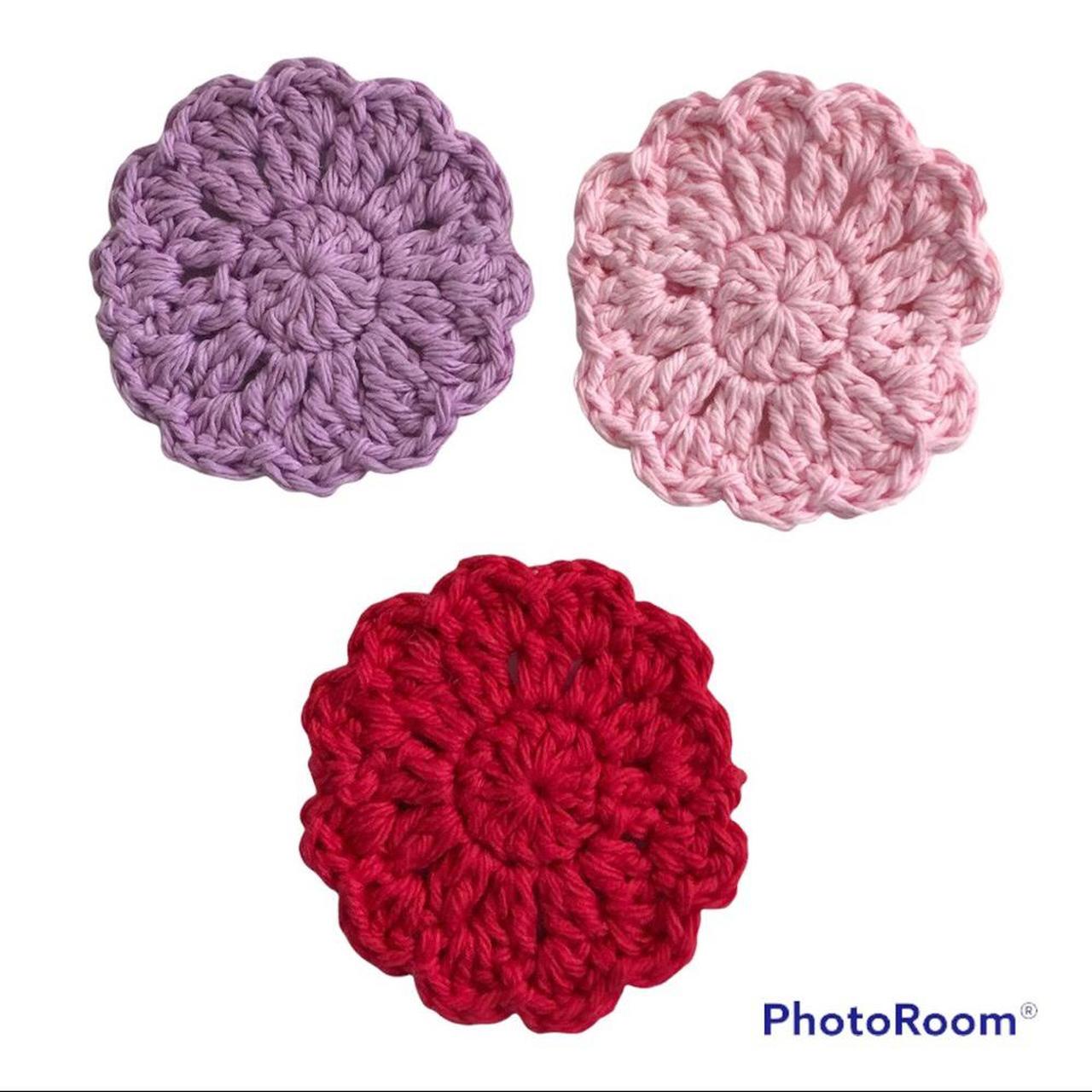 Handmade crochet flower petal face scrubbie , set of... - Depop