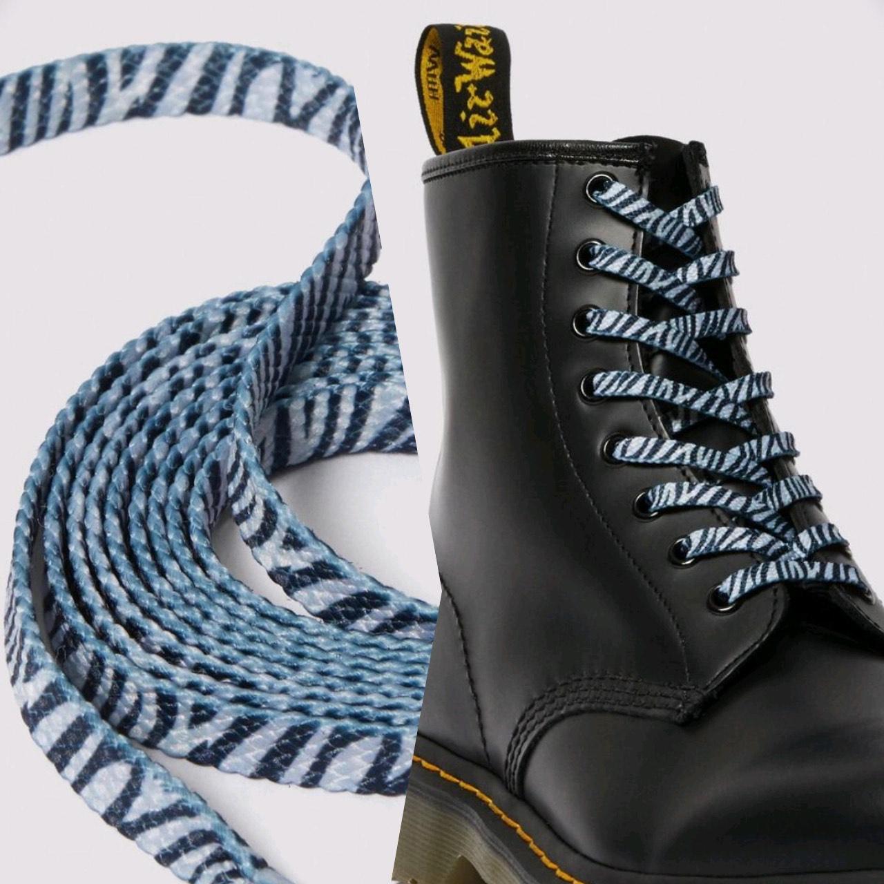 Blue Zebra Animal Print Dr. Martens Flat Boot Laces